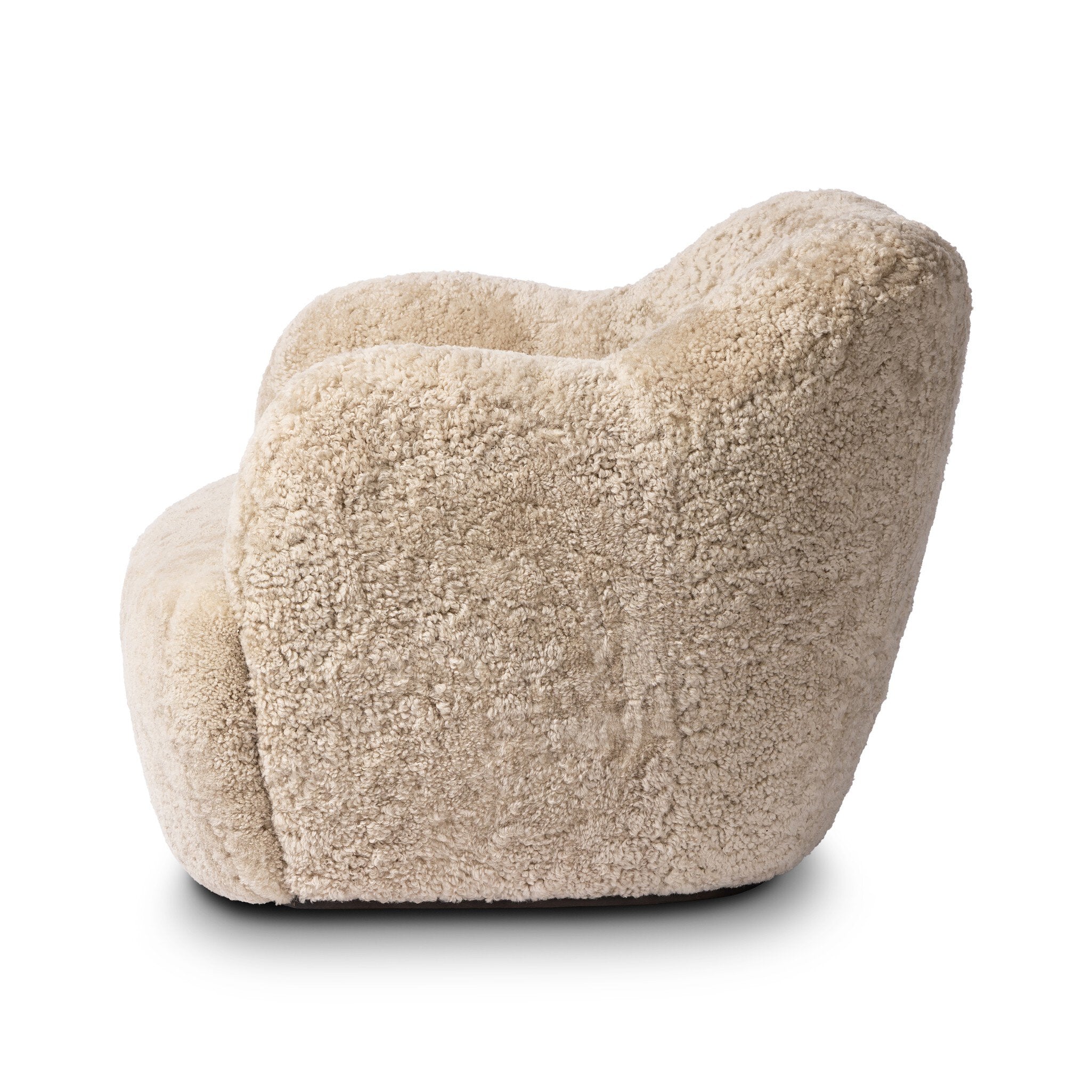 Four Hands Julius Swivel Chair — Beige Shearling-Sienna Brown