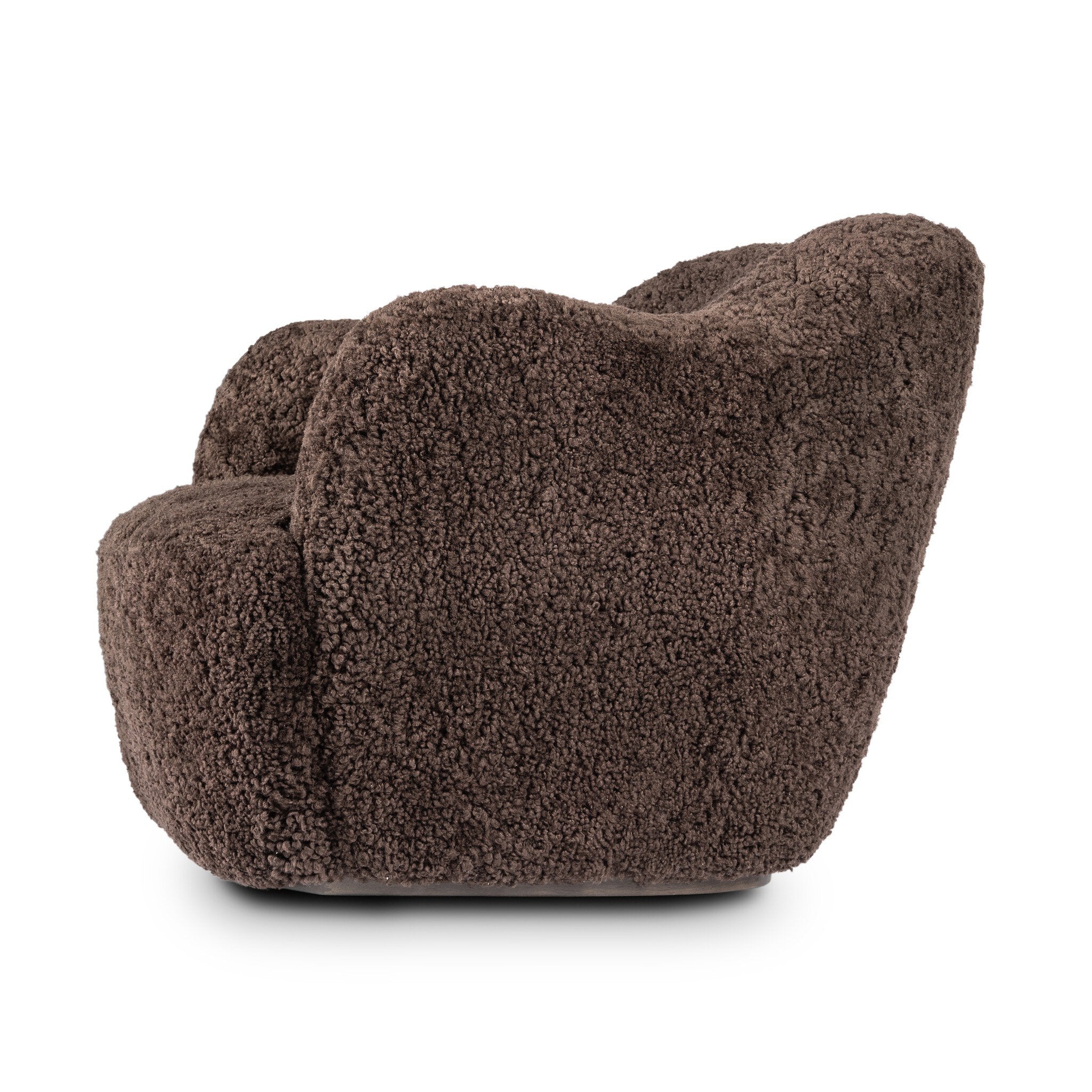 Four Hands Julius Swivel Chair — Cocoa Shearling-Sienna Brown