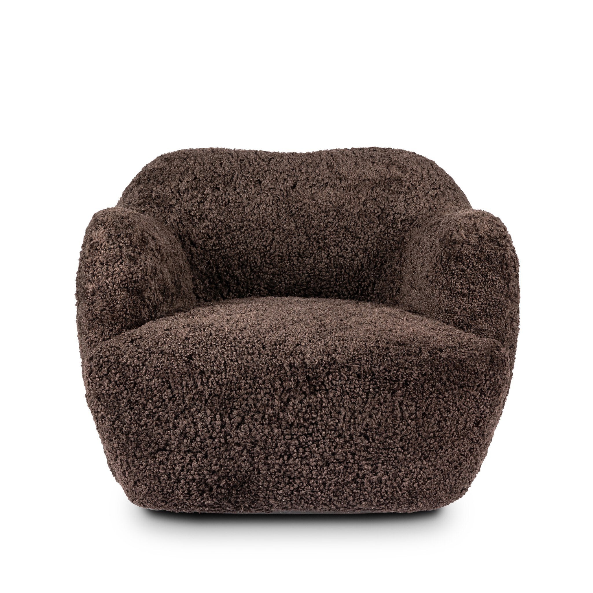 Four Hands Julius Swivel Chair — Cocoa Shearling-Sienna Brown