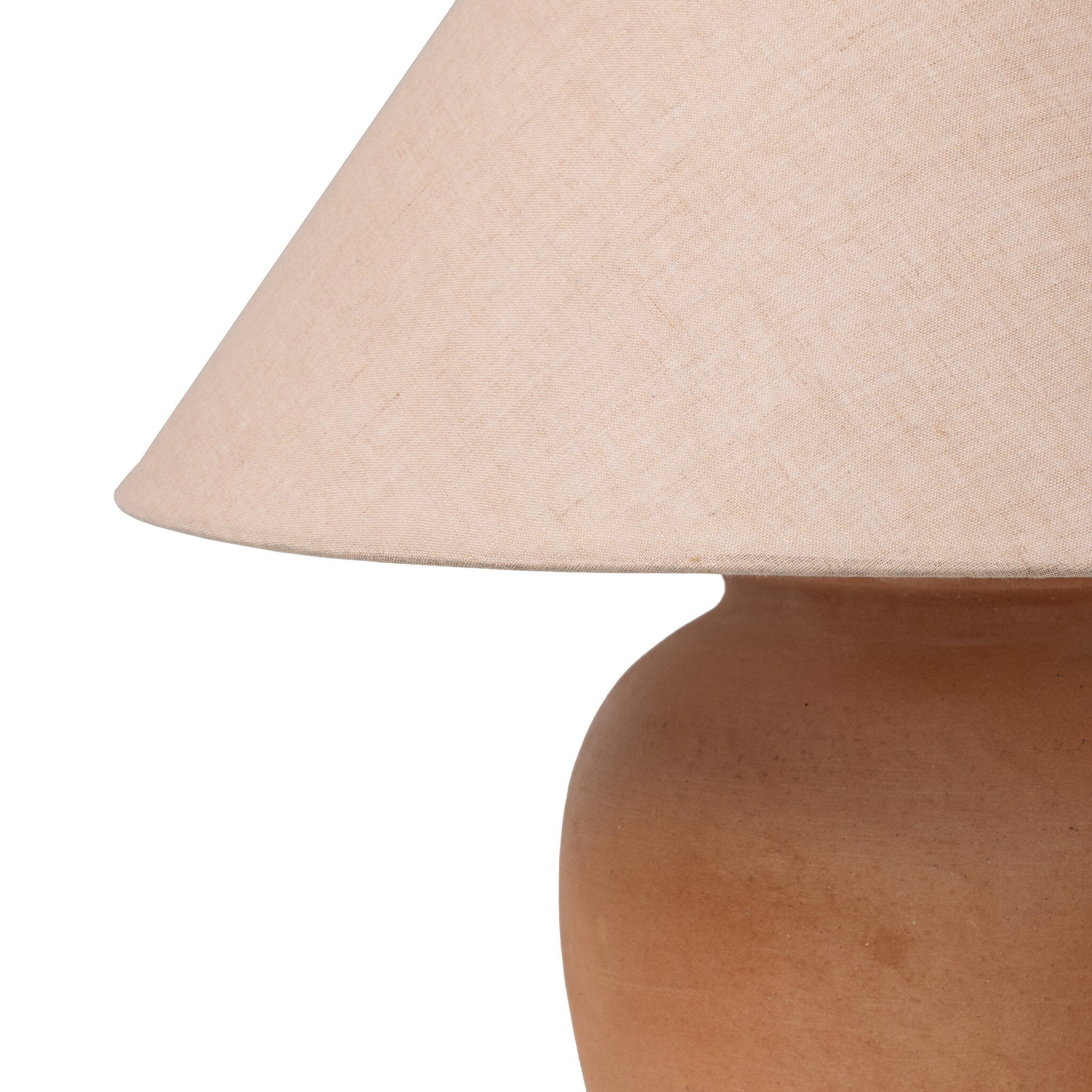 Four Hands Russo Table Lamp — Aged Natural Terracotta-Natural Linen-Dark Kettle Black