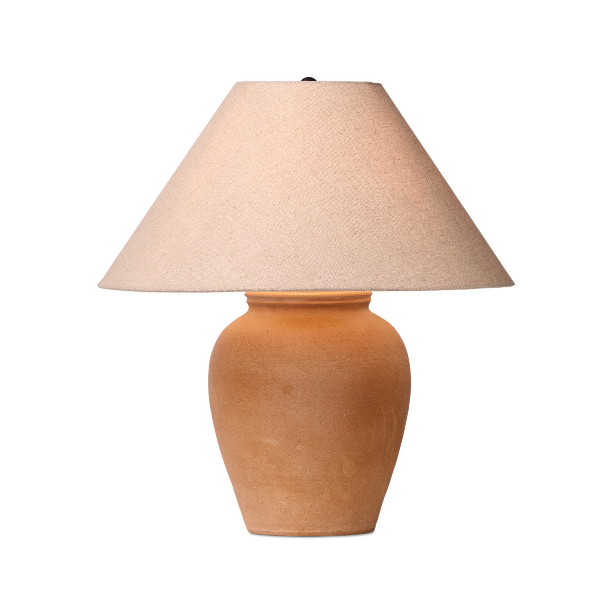 Four Hands Russo Table Lamp — Aged Natural Terracotta-Natural Linen-Dark Kettle Black