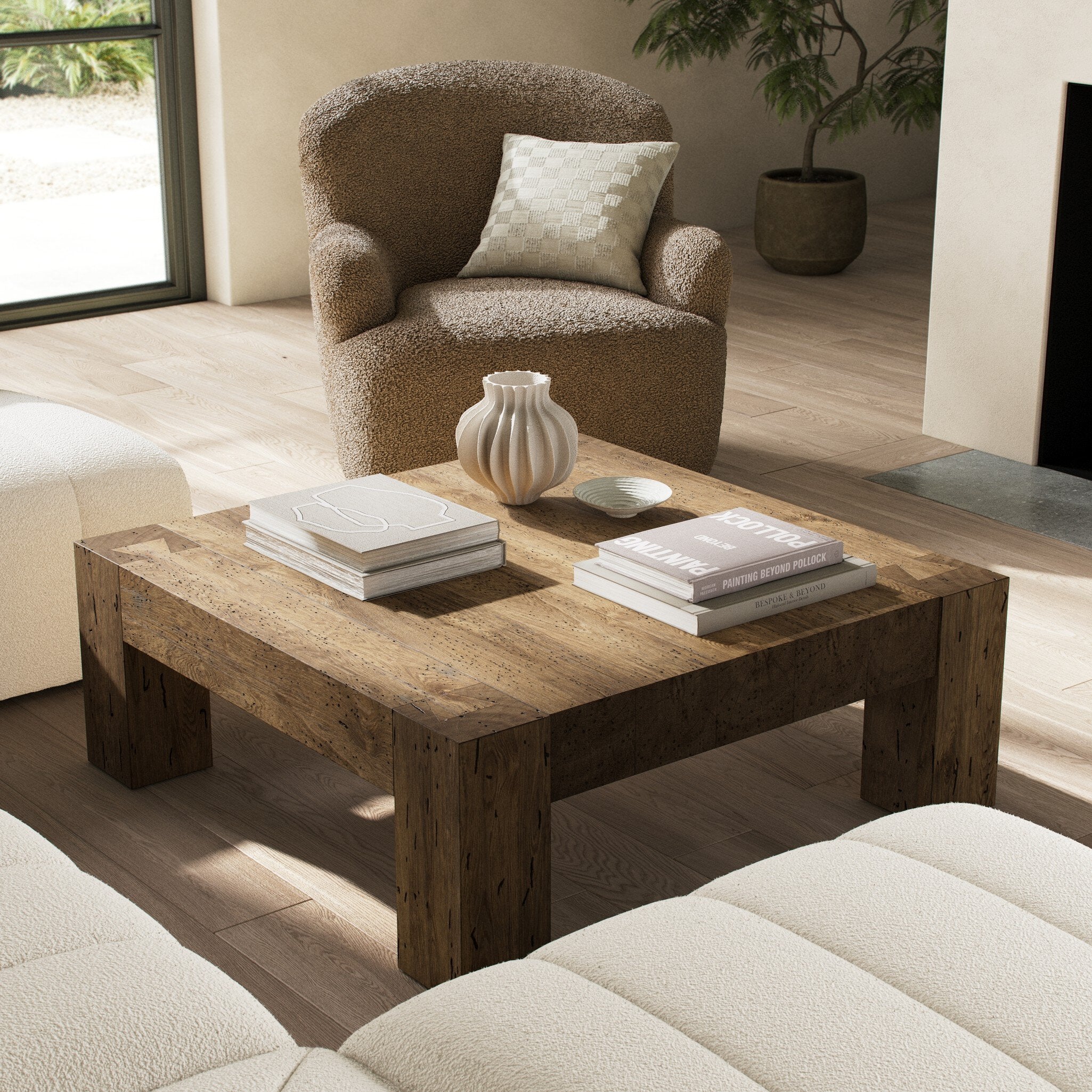 Four Hands Abaso Coffee Table — Rustic Wormwood Oak