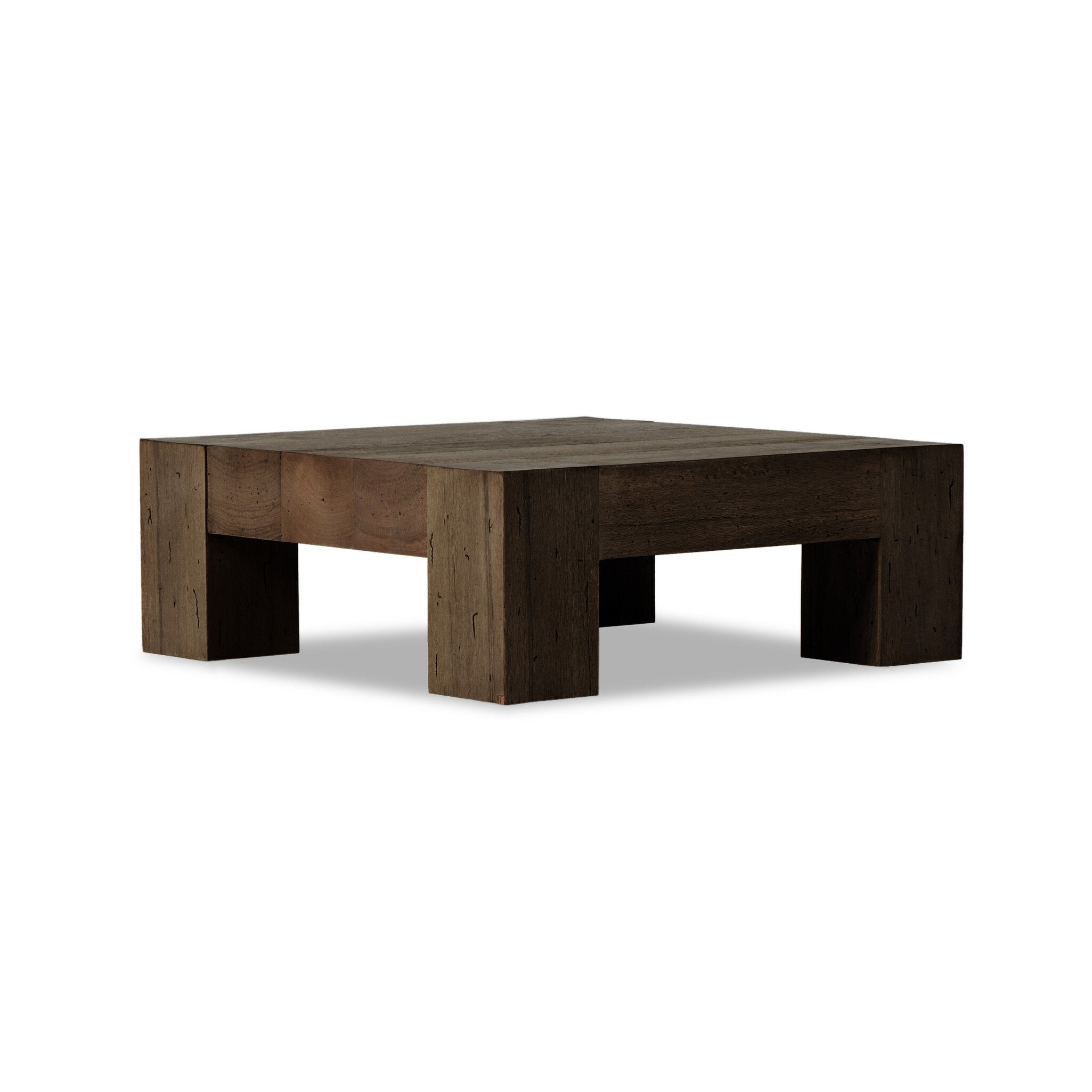 Four Hands Abaso Coffee Table — Ebony Rustic Wormwood Oak