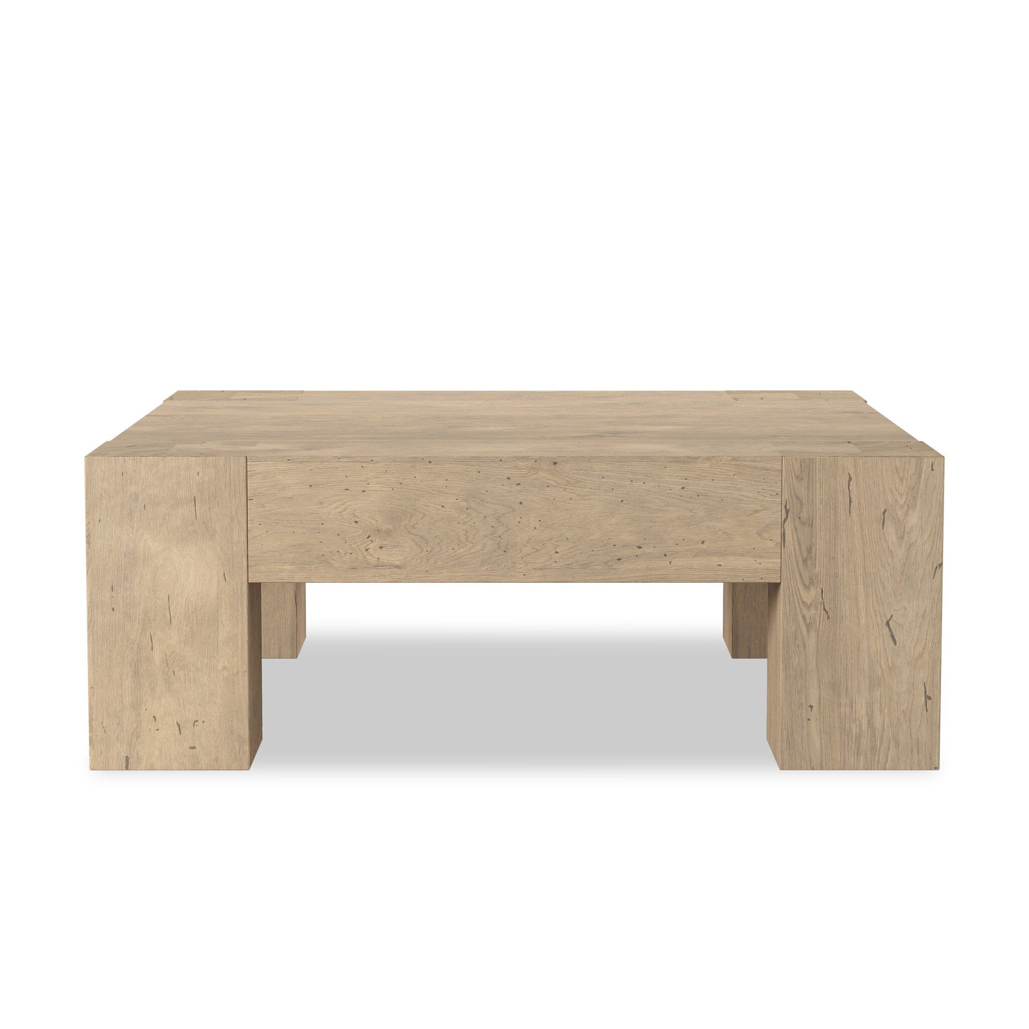 Four Hands Abaso Coffee Table — Whitewash Rustic Wormwood Oak-Smoked Oak Veneer
