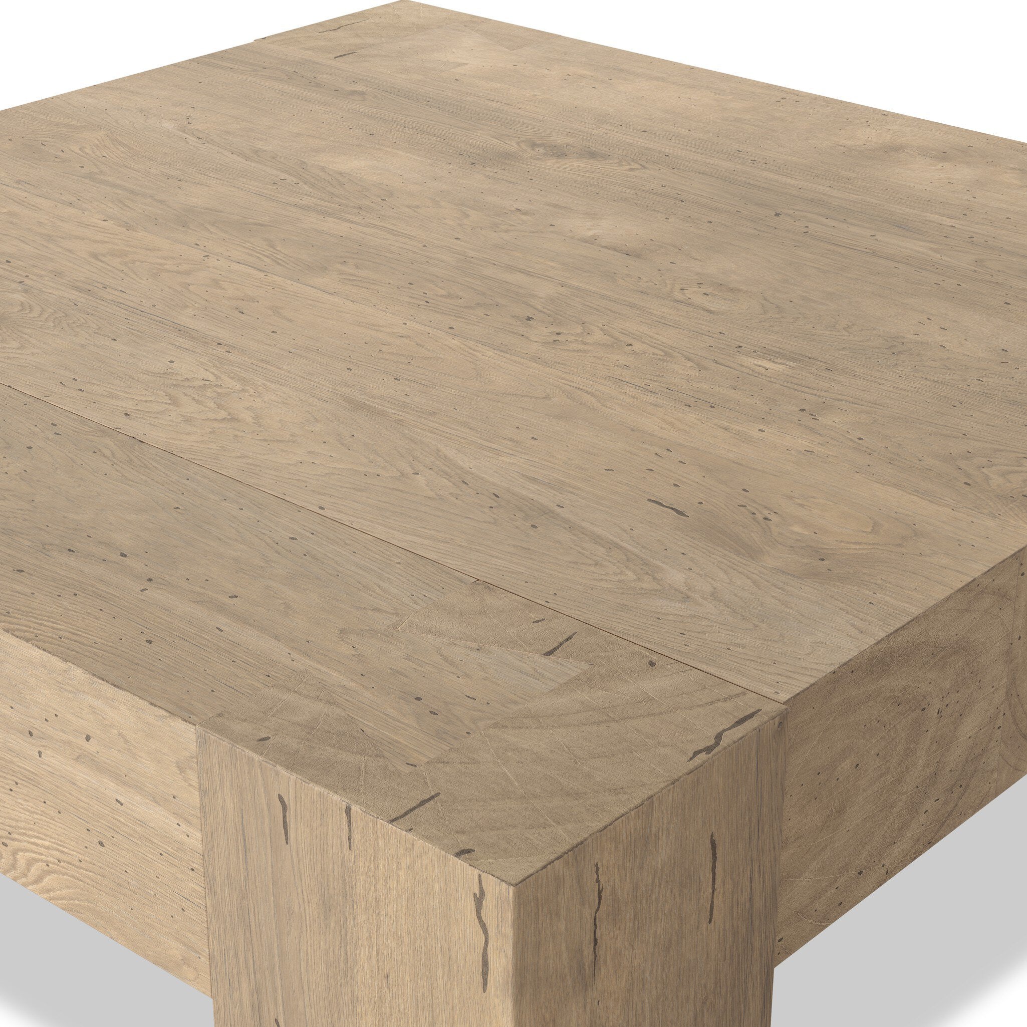Four Hands Abaso Coffee Table — Whitewash Rustic Wormwood Oak-Smoked Oak Veneer
