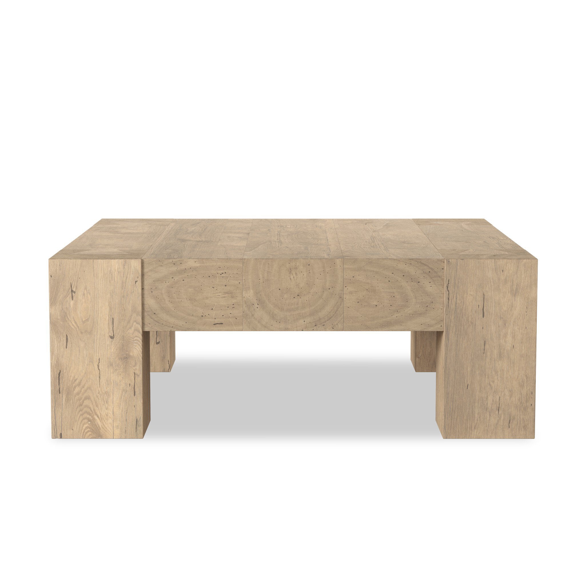 Four Hands Abaso Coffee Table — Whitewash Rustic Wormwood Oak-Smoked Oak Veneer