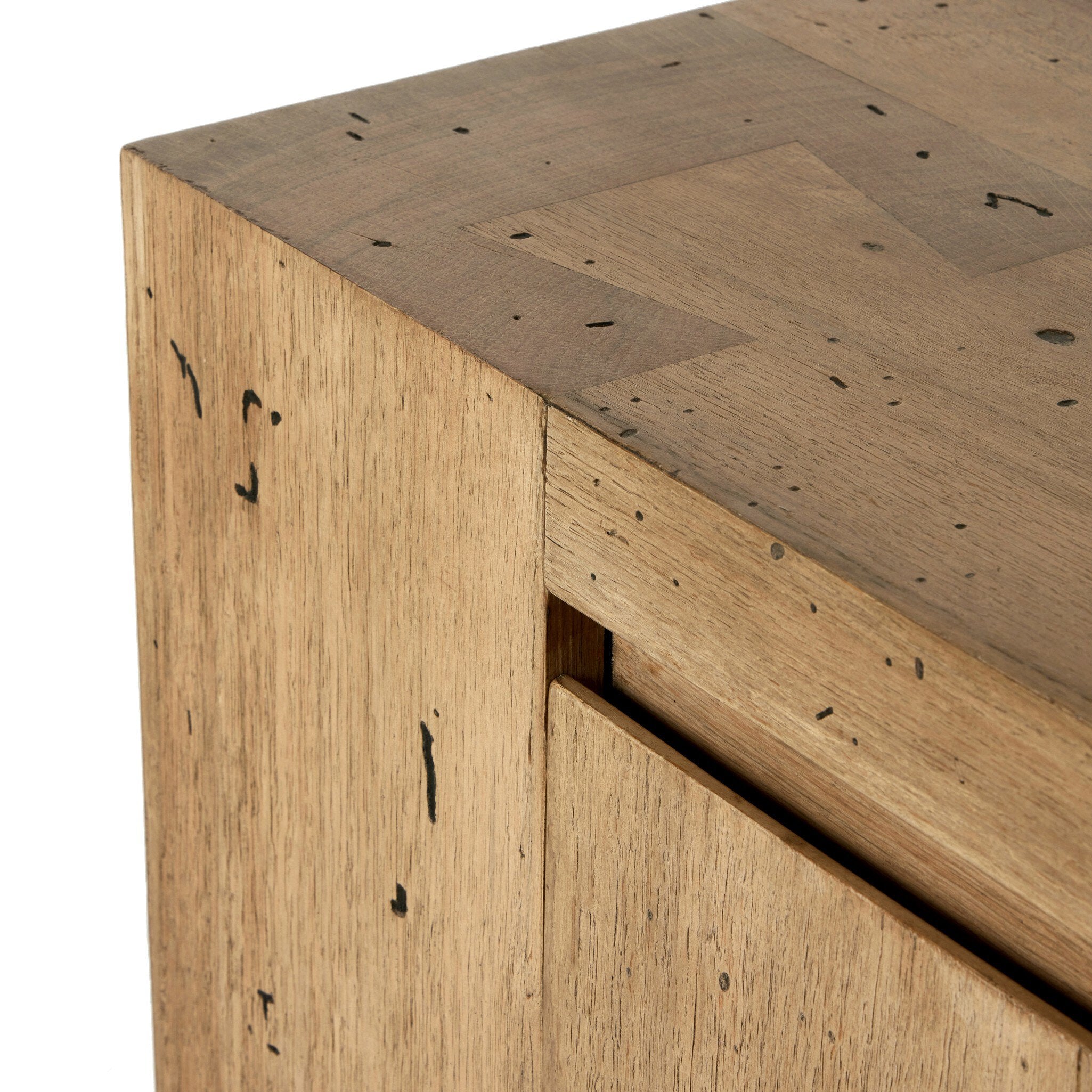 Four Hands Abaso Media Console — Rustic Wormwood Oak