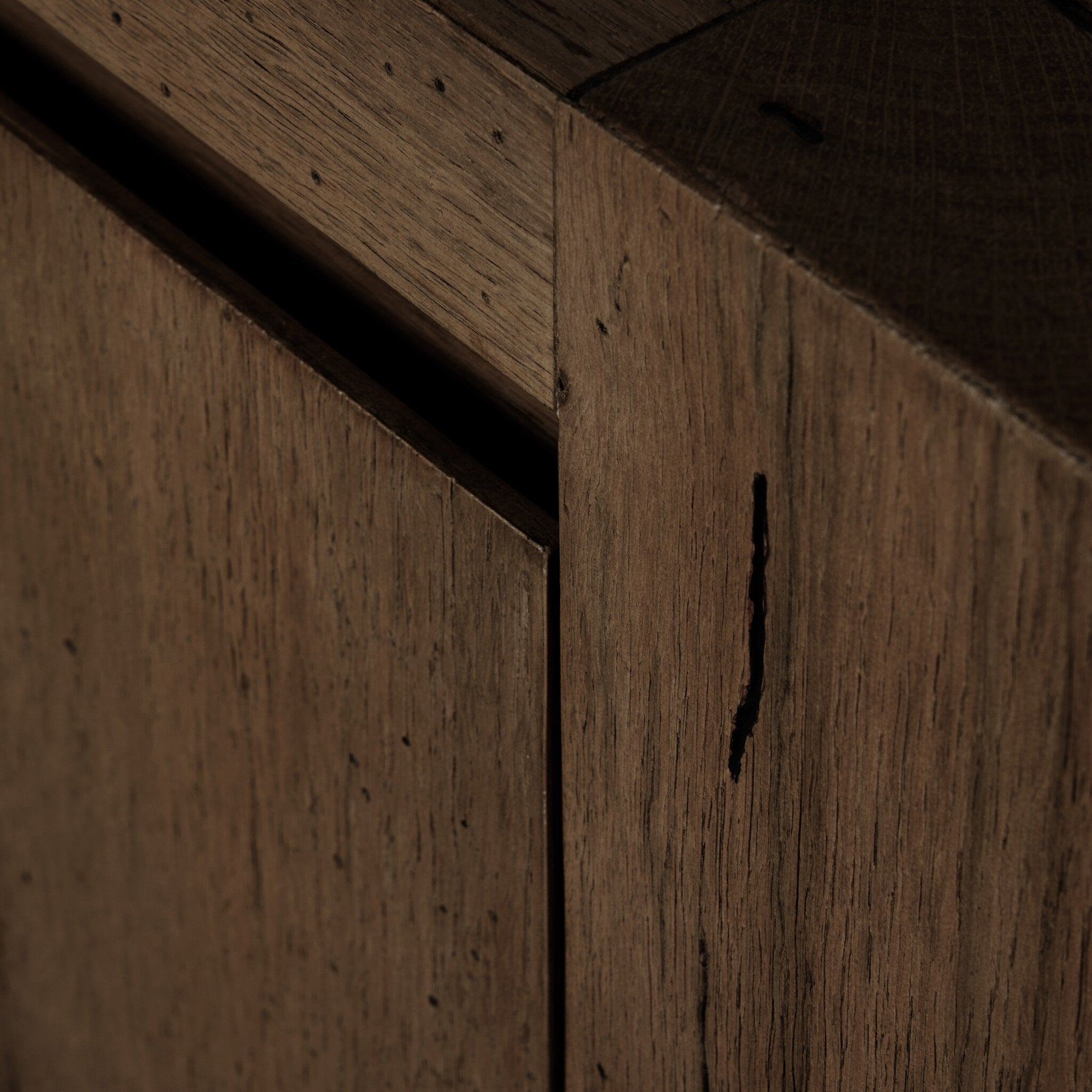 Four Hands Abaso Media Console — Ebony Rustic Wormwood Oak