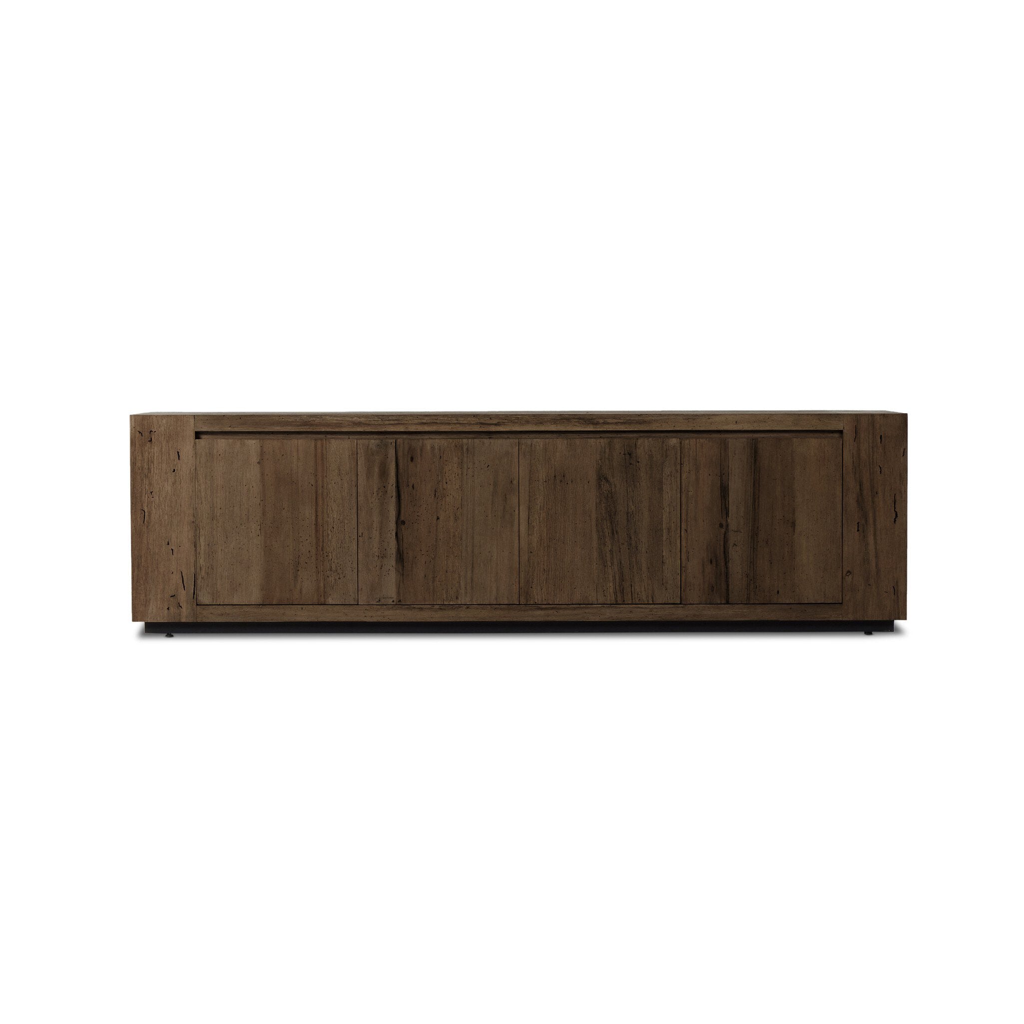 Four Hands Abaso Media Console — Ebony Rustic Wormwood Oak