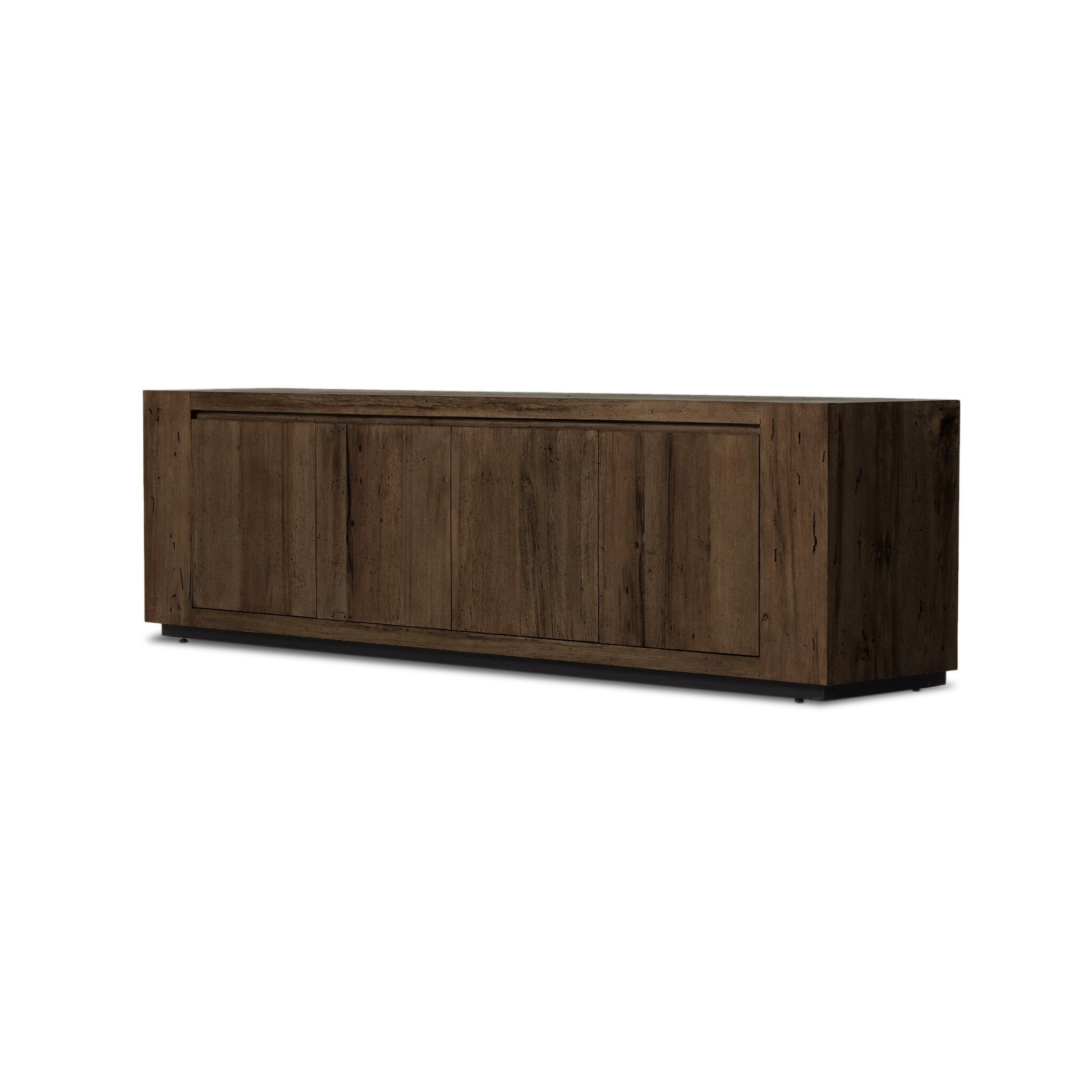Four Hands Abaso Media Console — Ebony Rustic Wormwood Oak