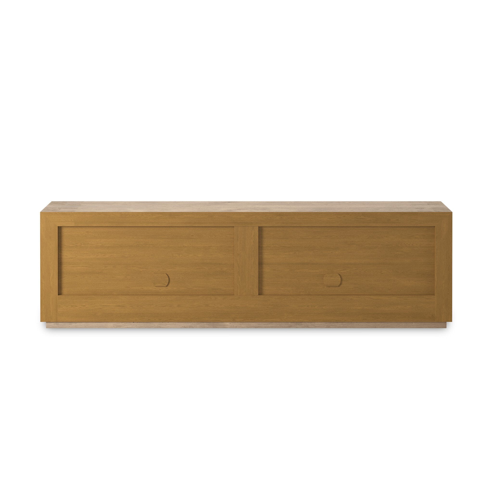 Four Hands Abaso Media Console — Whitewash Rustic Wormwood Oak-Smoked Oak Veneer