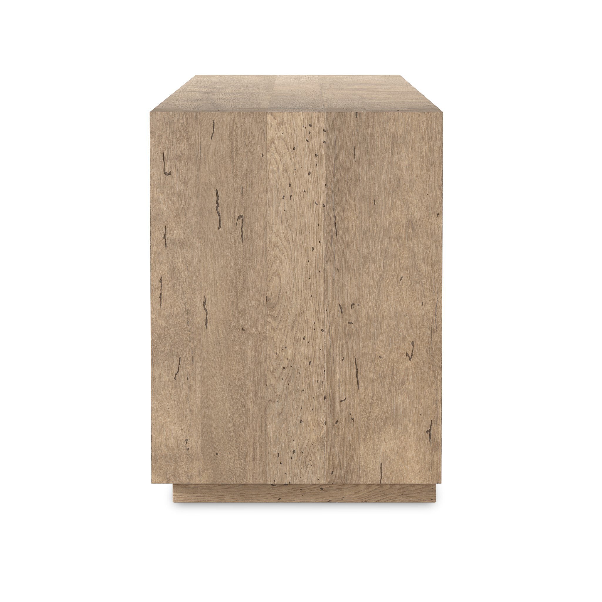 Four Hands Abaso Media Console — Whitewash Rustic Wormwood Oak-Smoked Oak Veneer