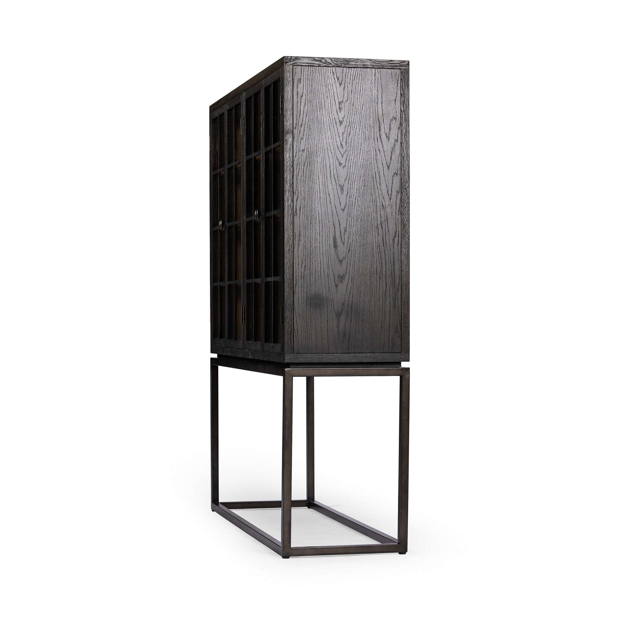 Four Hands Palmer Cabinet — Charcoal Oak Veneer-Charcoal Oak-Aged Black