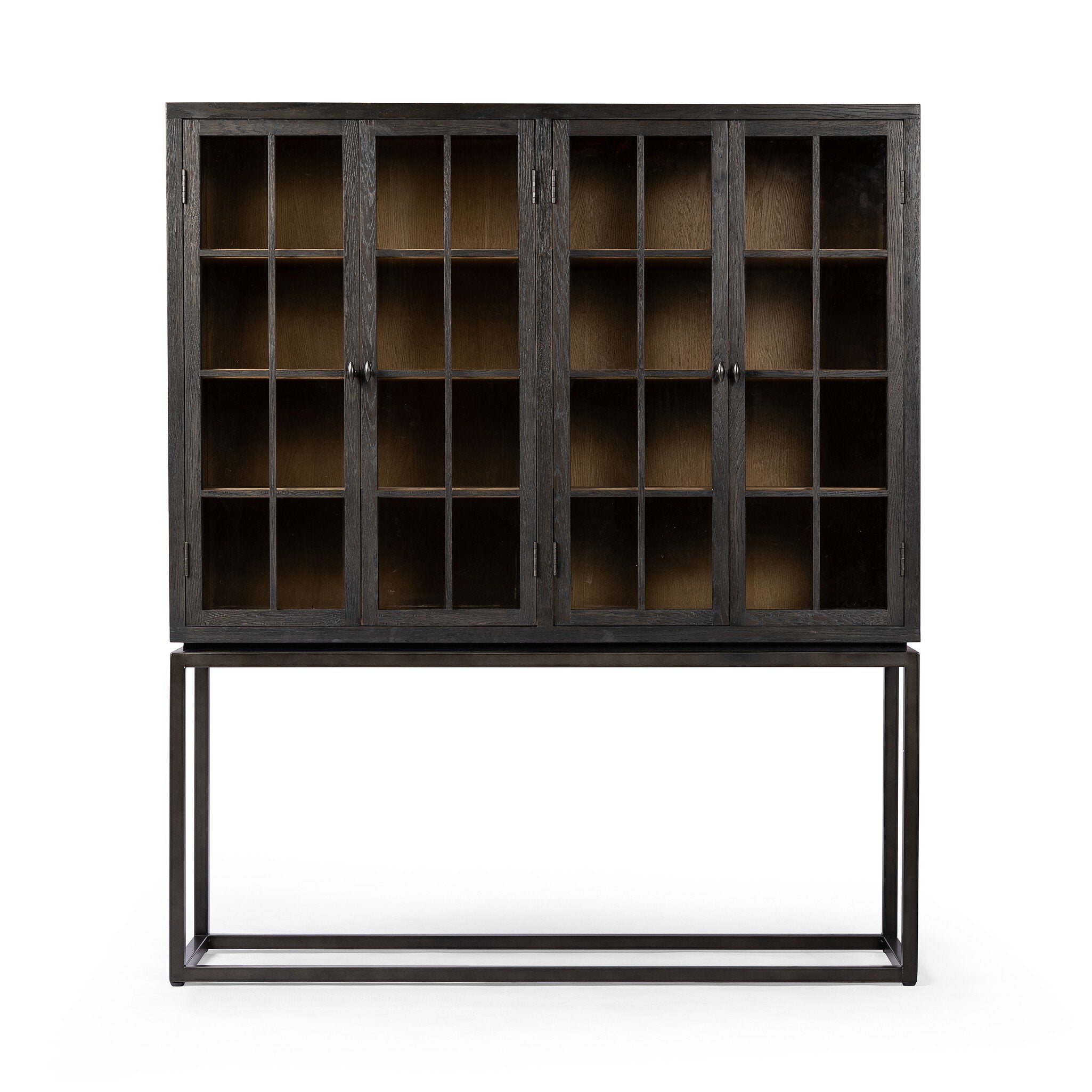 Four Hands Palmer Cabinet — Charcoal Oak Veneer-Charcoal Oak-Aged Black