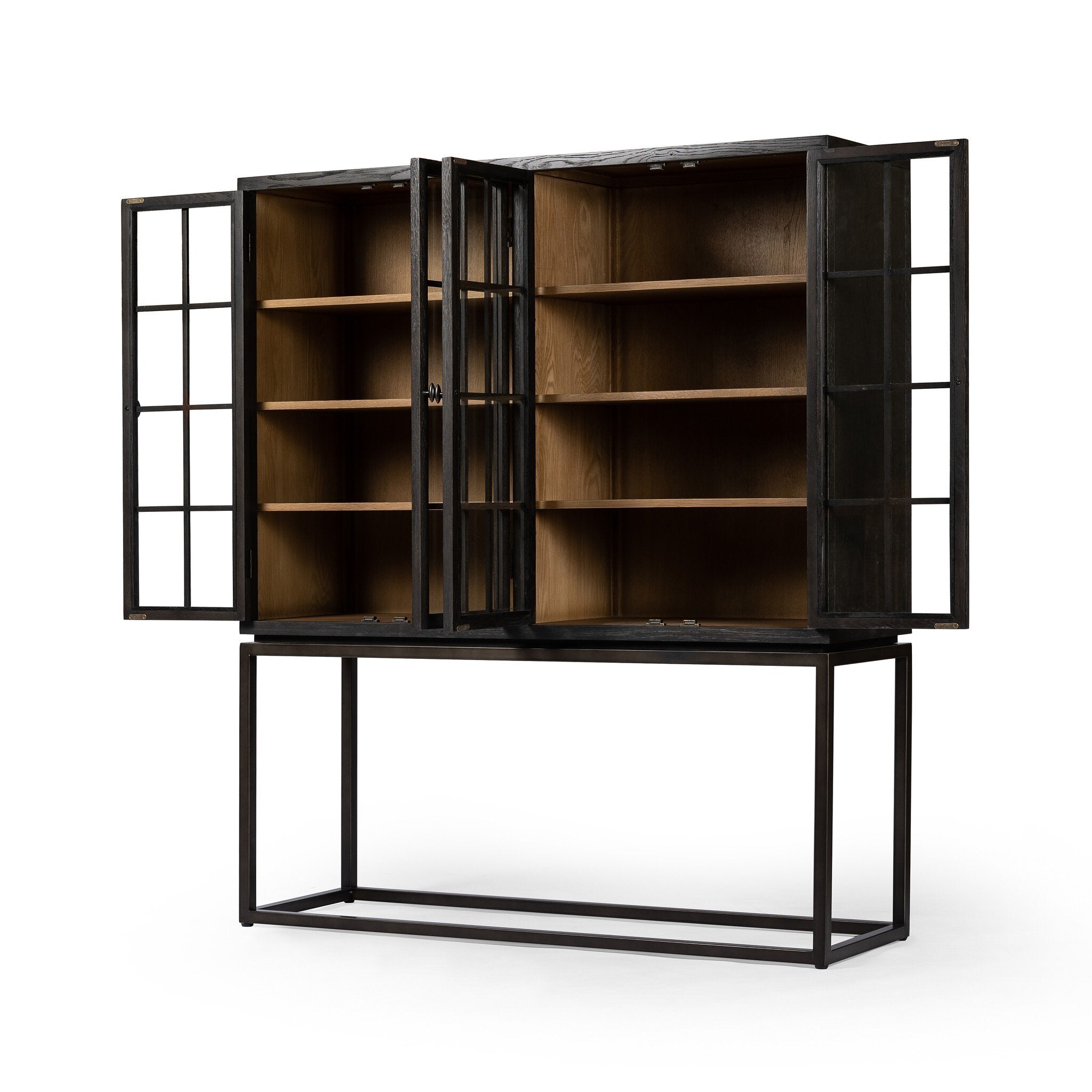 Four Hands Palmer Cabinet — Charcoal Oak Veneer-Charcoal Oak-Aged Black