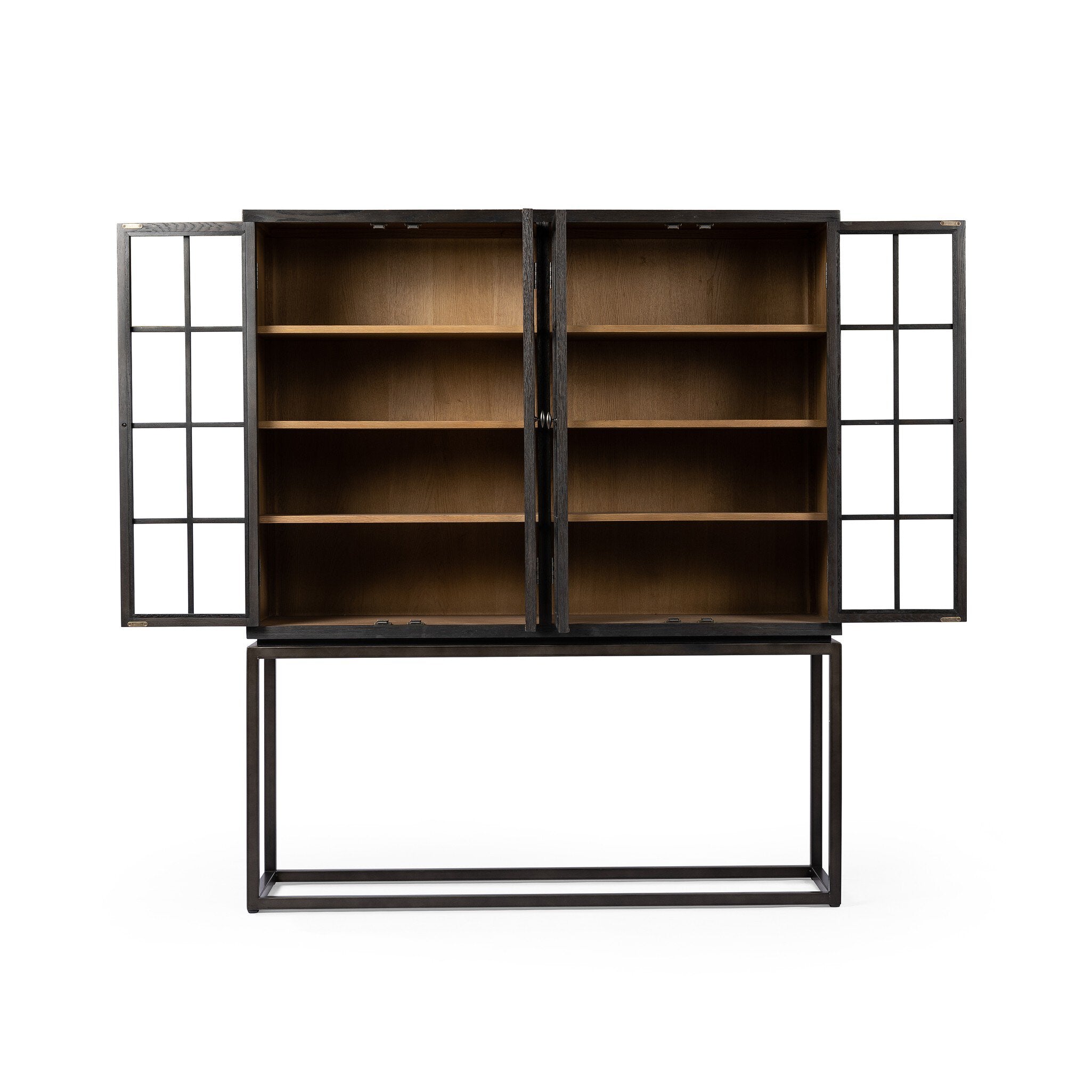 Four Hands Palmer Cabinet — Charcoal Oak Veneer-Charcoal Oak-Aged Black