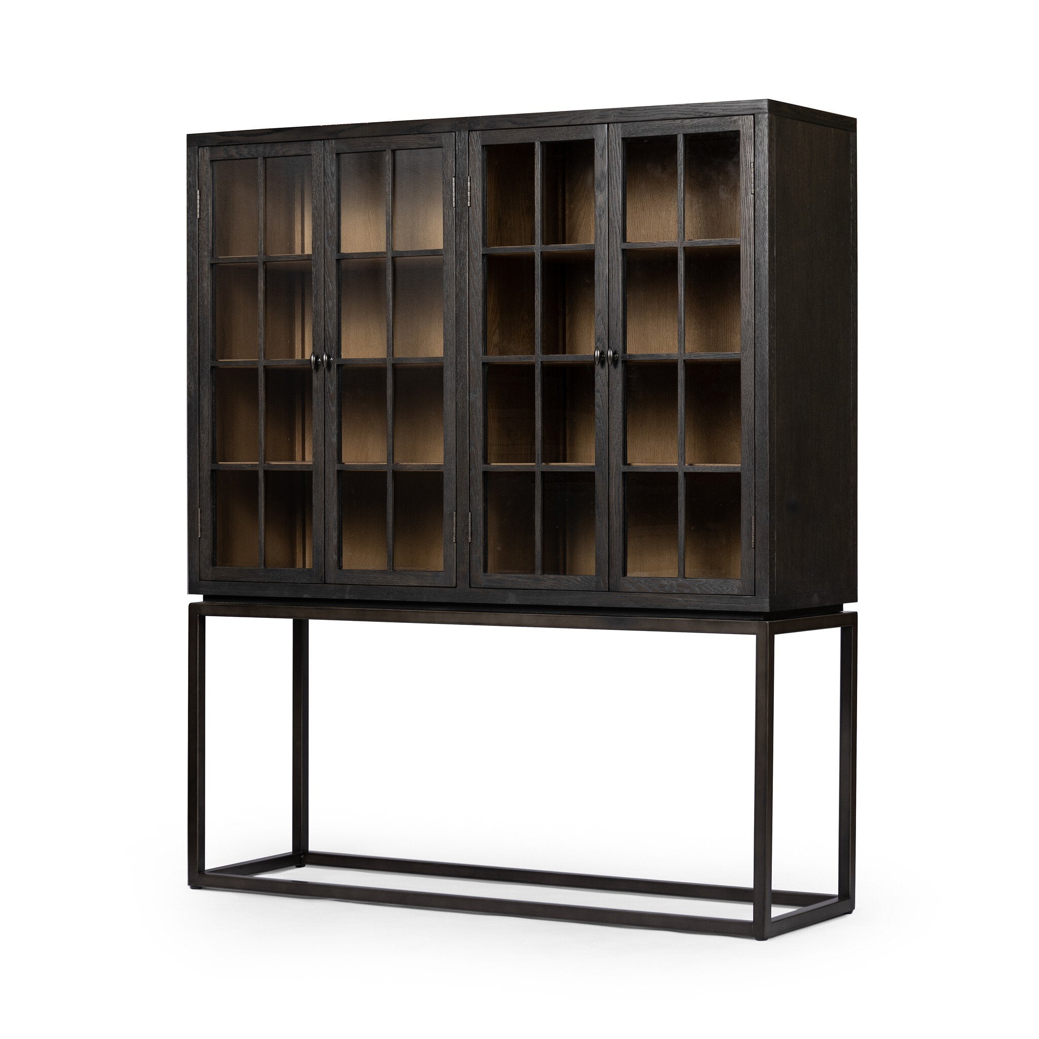 Four Hands Palmer Cabinet — Charcoal Oak Veneer-Charcoal Oak-Aged Black