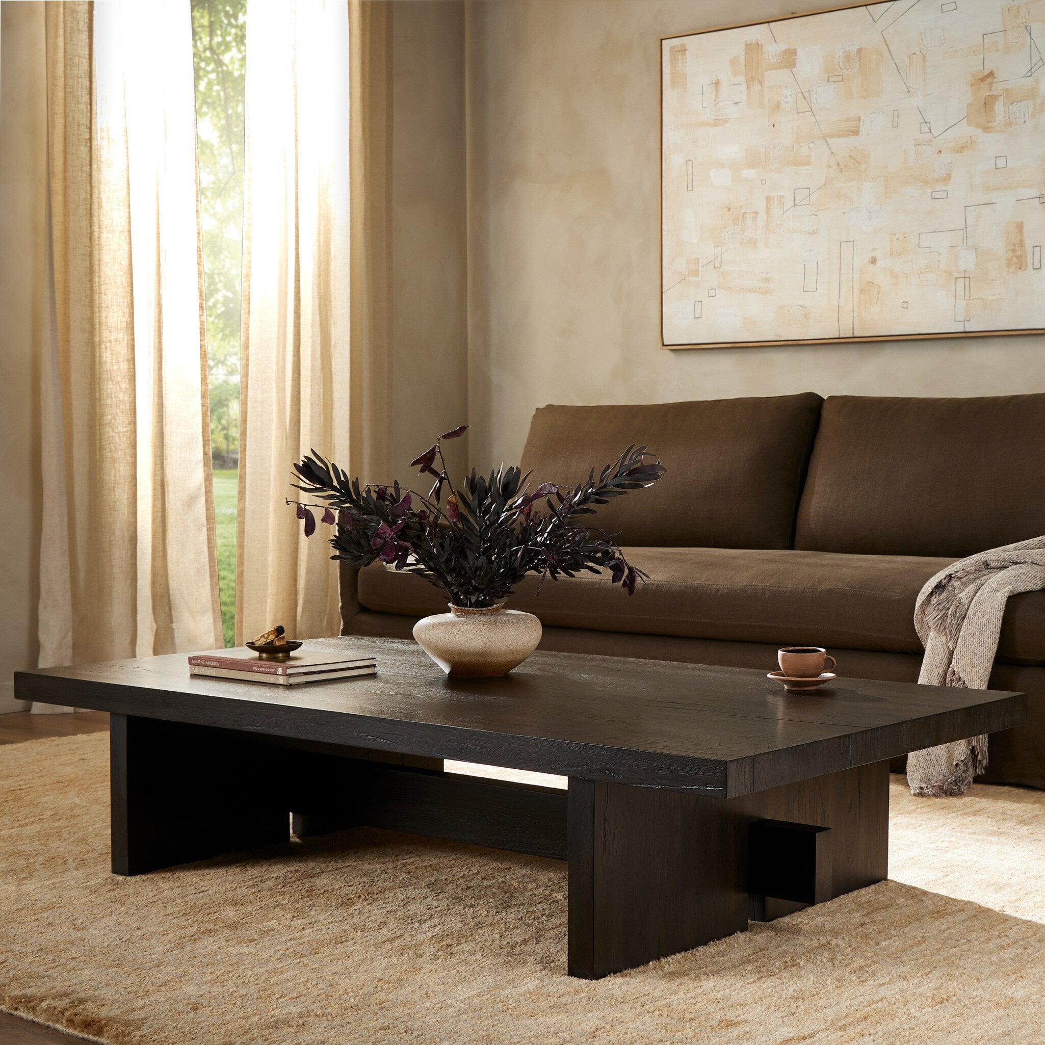 Four Hands Isaac Coffee Table — Smoked Black-Smoked Black Veneer