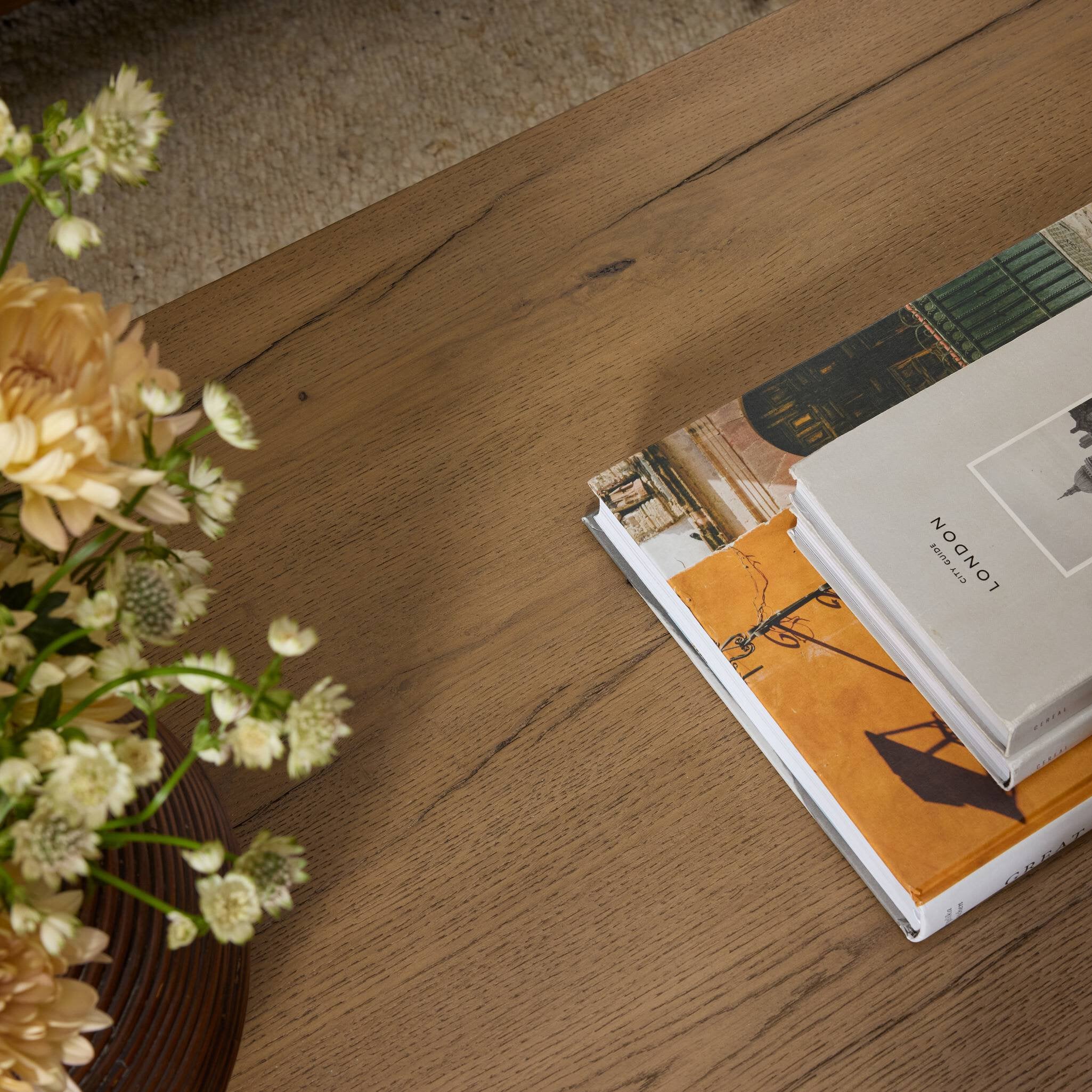 Four Hands Isaac Coffee Table — Rubbed Light Oak-Rubbed Light Oak Veneer