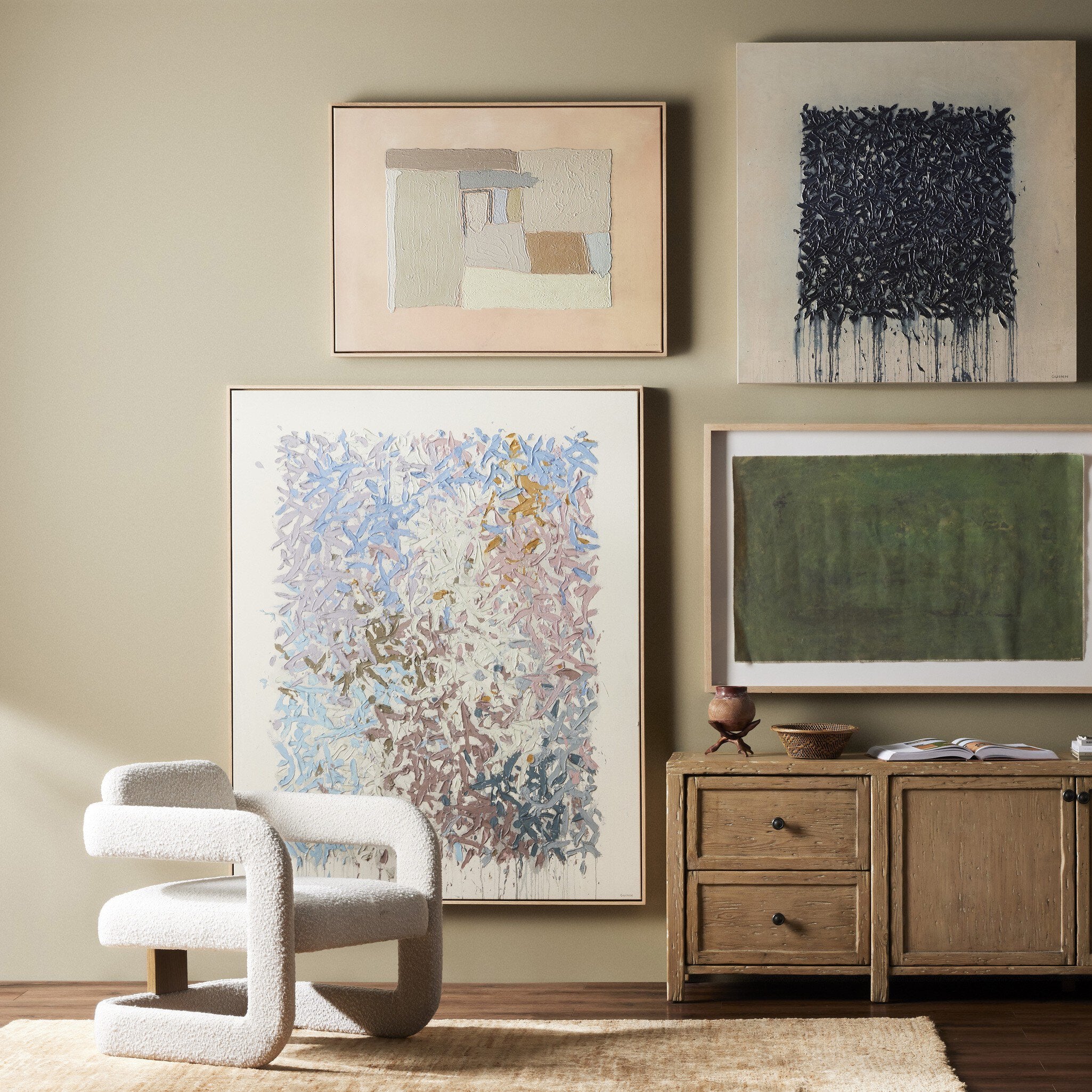 Four Hands Earthenware by Tyler Guinn — 240173-001 - 40.0x30.0-Vertical Grain White Oak Floater-Large