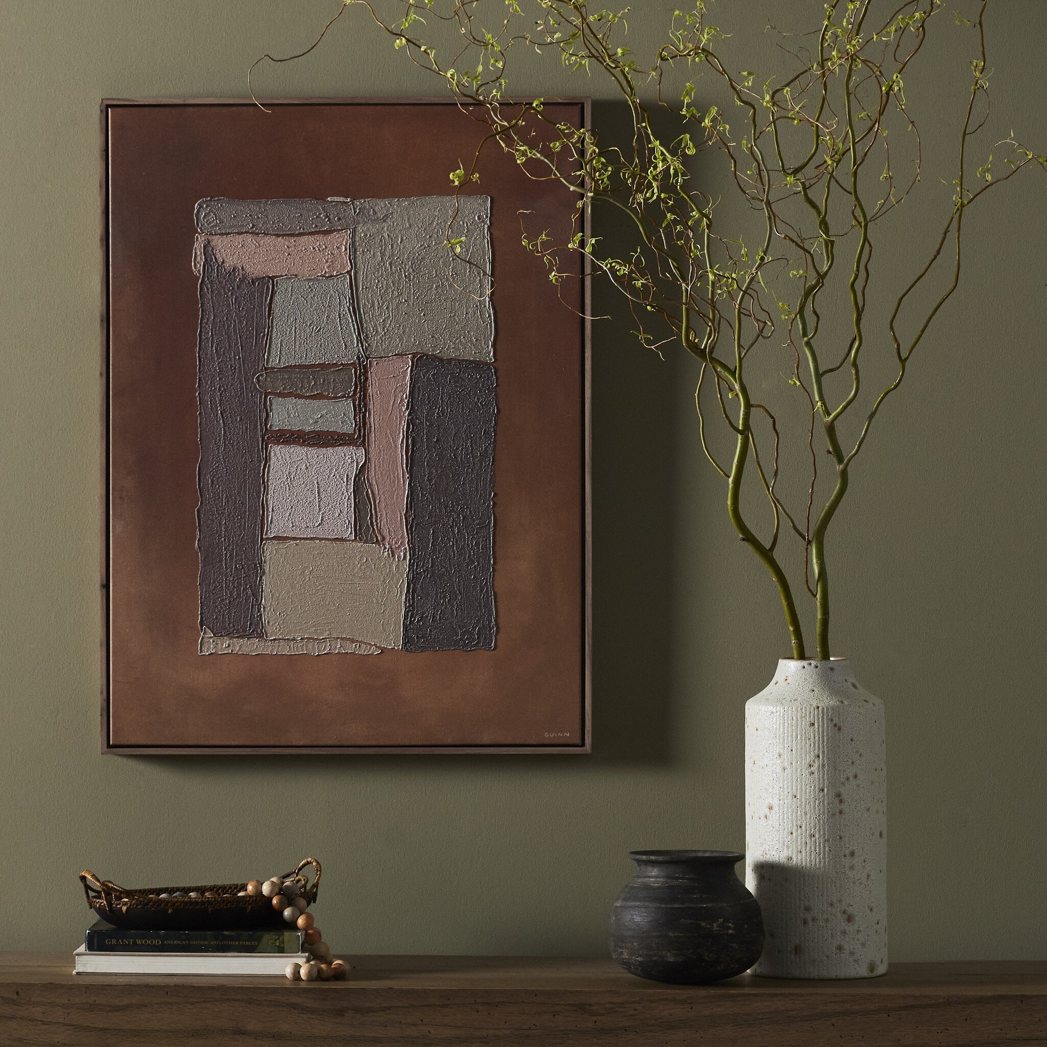 Four Hands What Holds Us Together by Tyler Guinn — 240175-001 - 30.0x40.0-Rustic Walnut Floater-Large