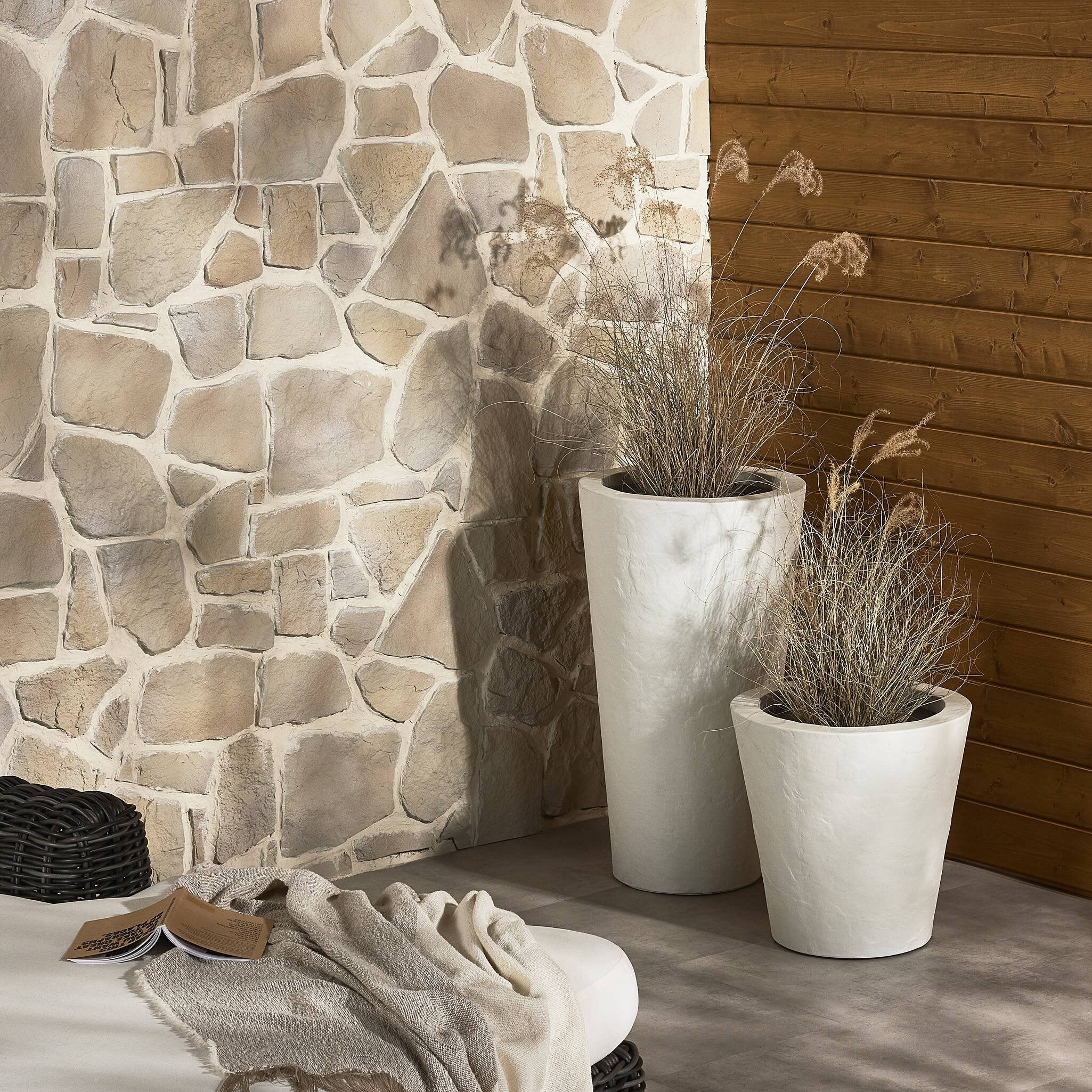 Four Hands Suvi Planter — Textured White Concrete
