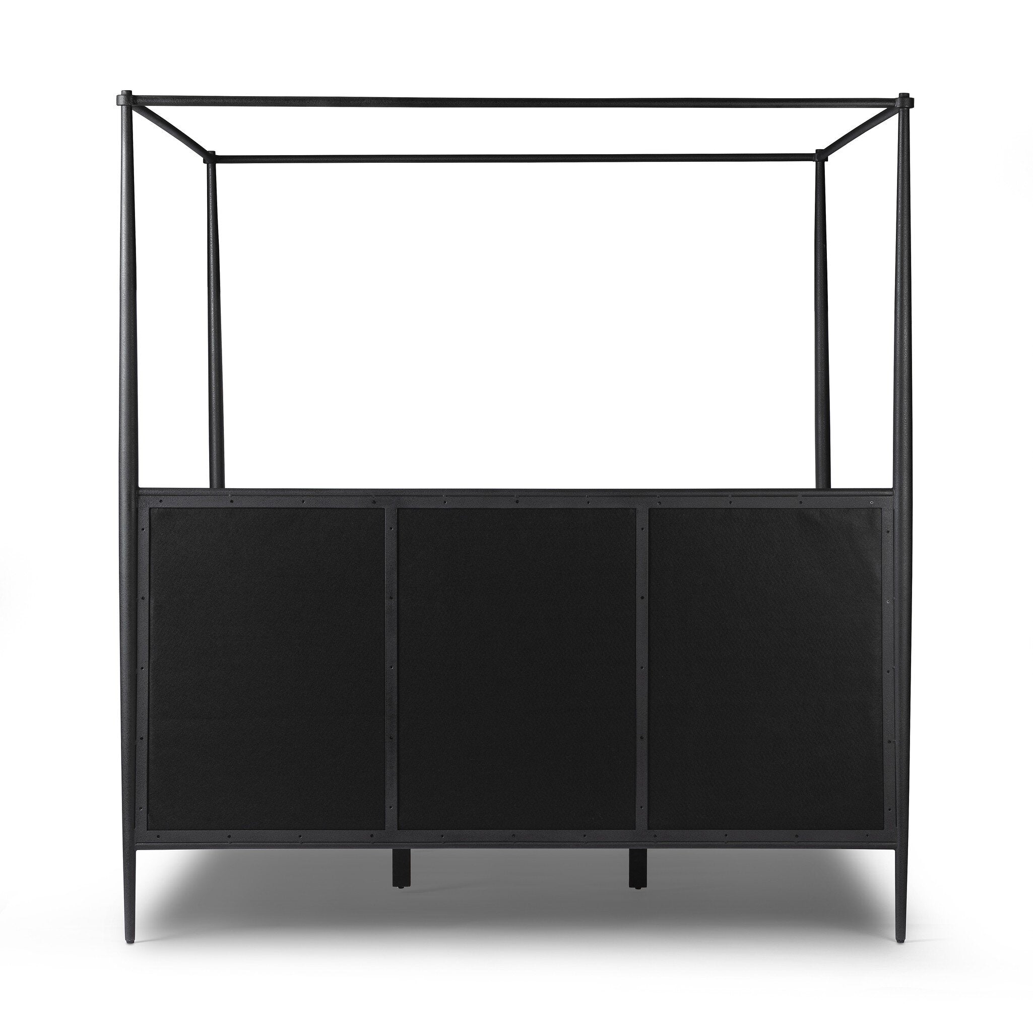 Four Hands Xander Canopy Bed — Savoy Parchment-Textured Black Iron-King