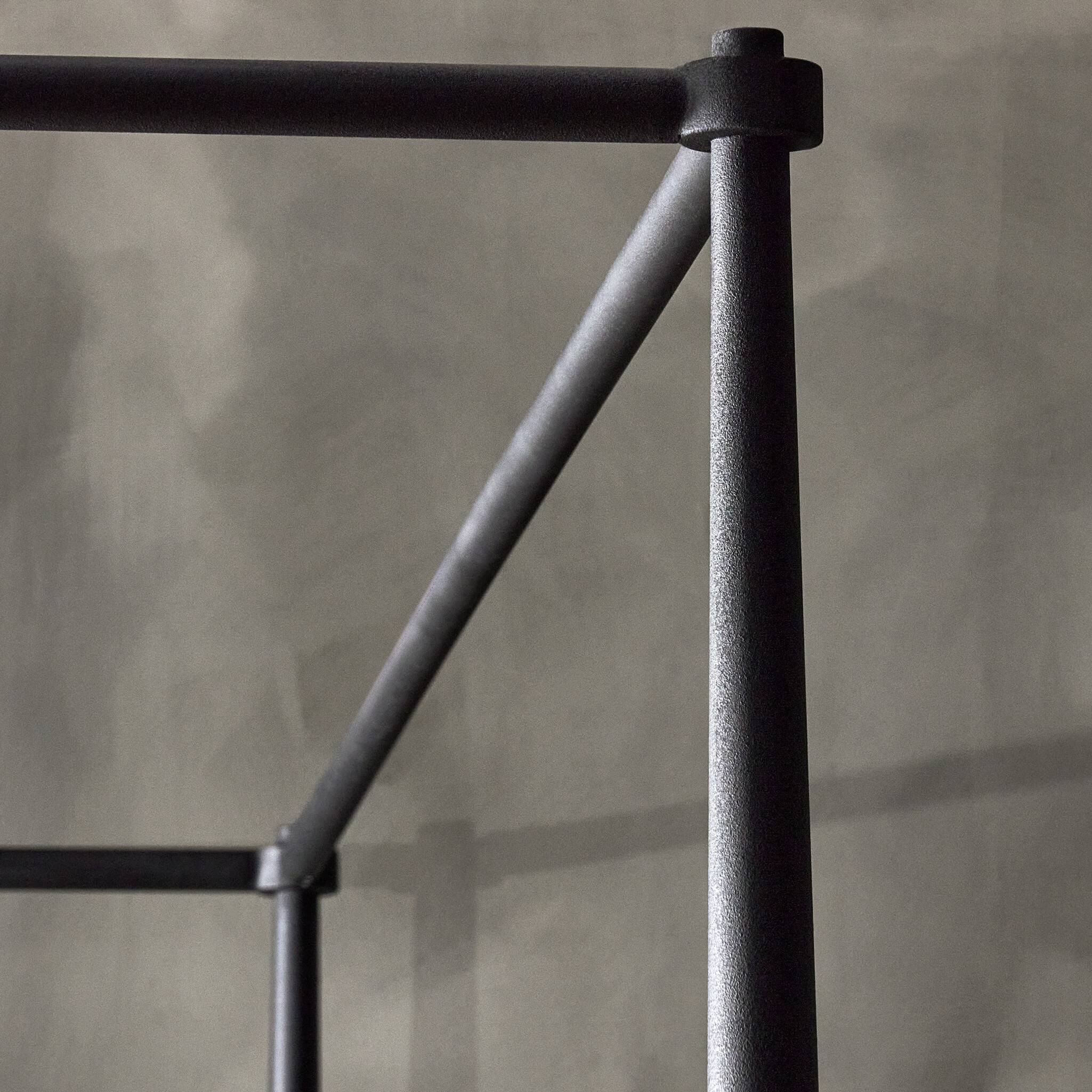 Four Hands Xander Canopy Bed — Savoy Parchment-Textured Black Iron-King