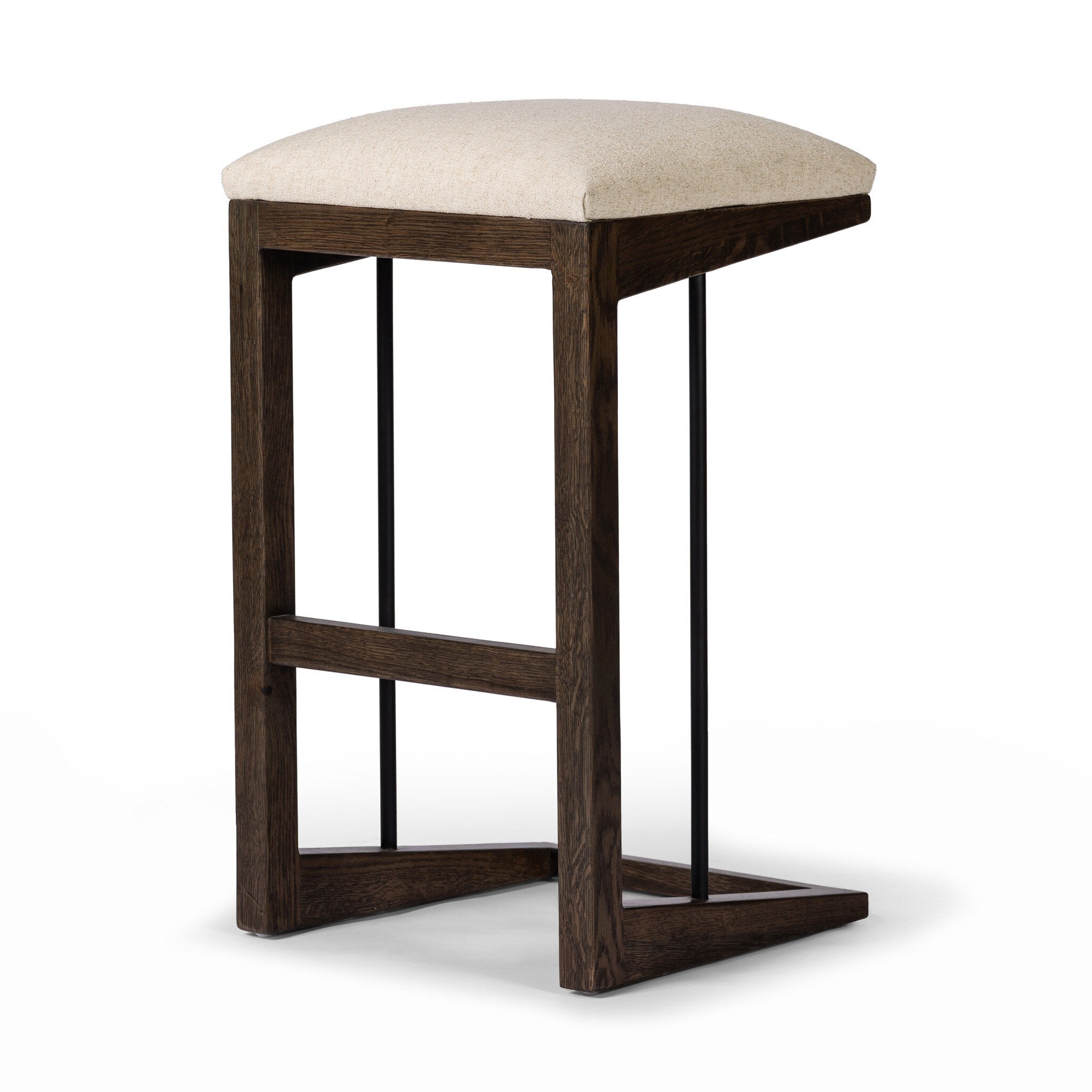 Four Hands Finn Bar + Counter Stool — Antwerp Natural-Sienna Brown Oak-Midnight Iron-Bar