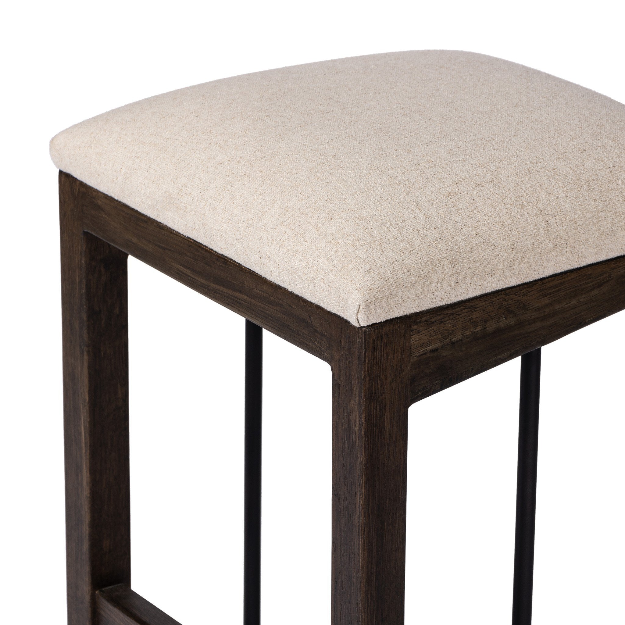 Four Hands Finn Bar + Counter Stool — Antwerp Natural-Sienna Brown Oak-Midnight Iron-Counter