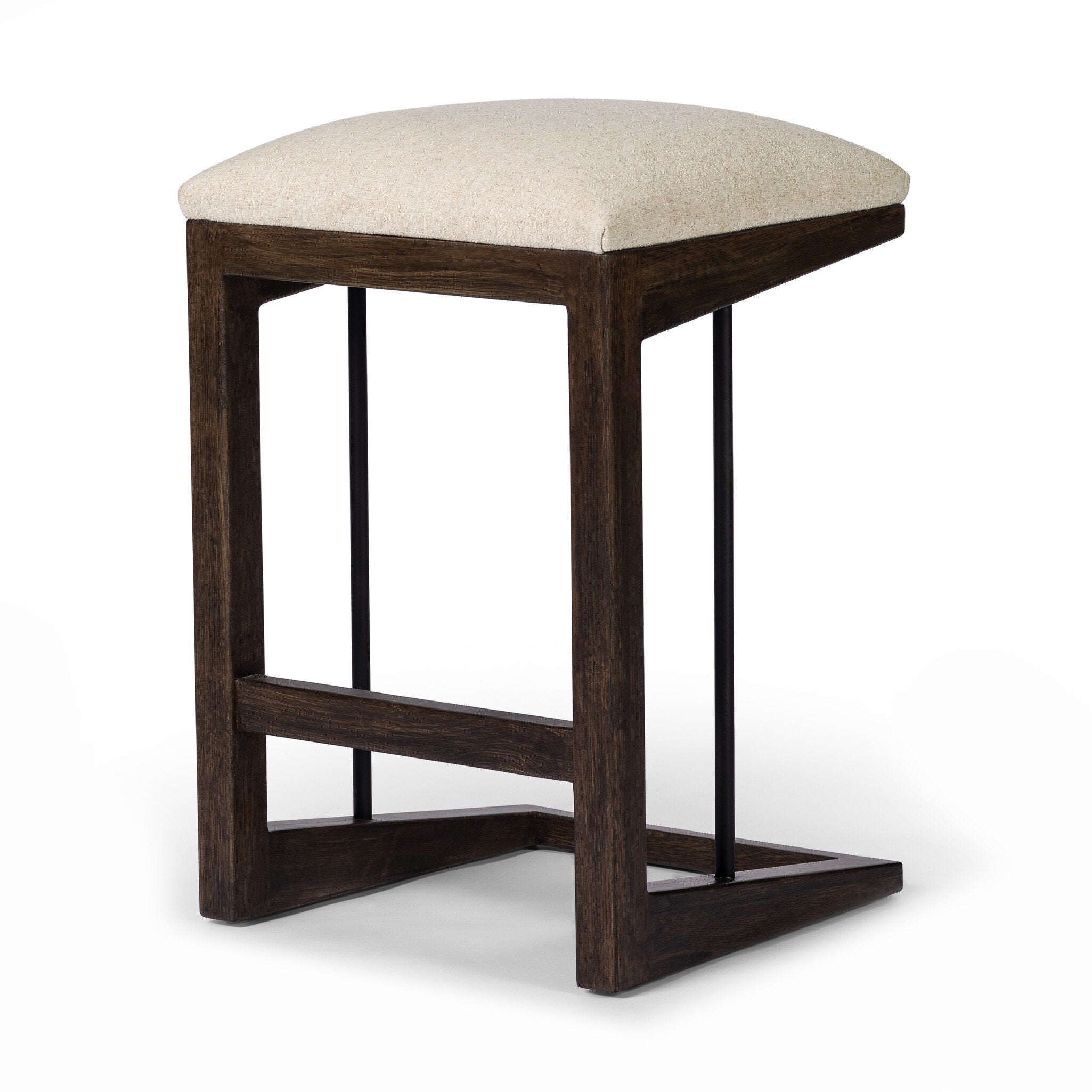 Four Hands Finn Bar + Counter Stool — Antwerp Natural-Sienna Brown Oak-Midnight Iron-Counter