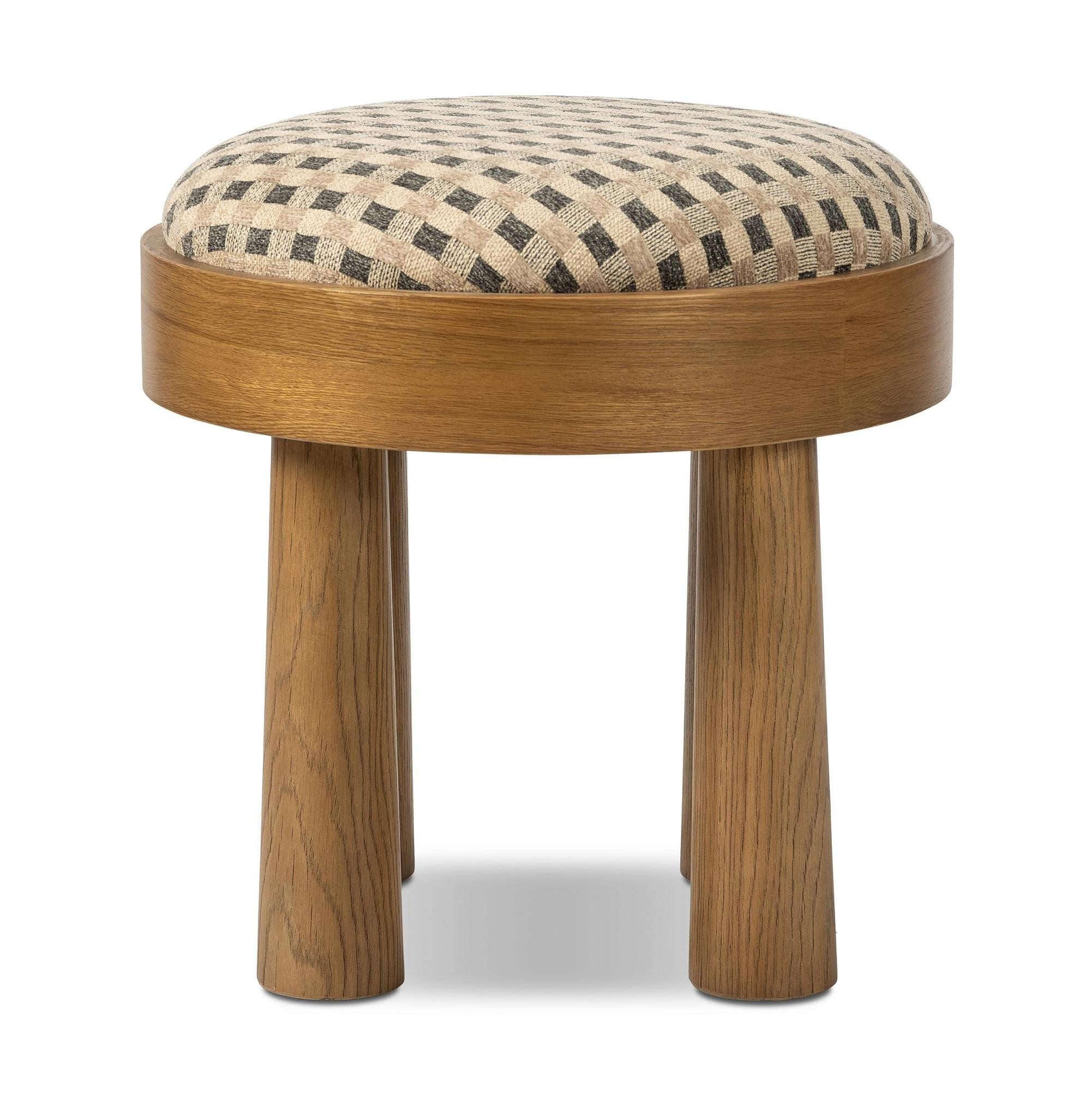 Four Hands Louise Accent Stool — Firefinch Fawn-Warm Oak Veneer