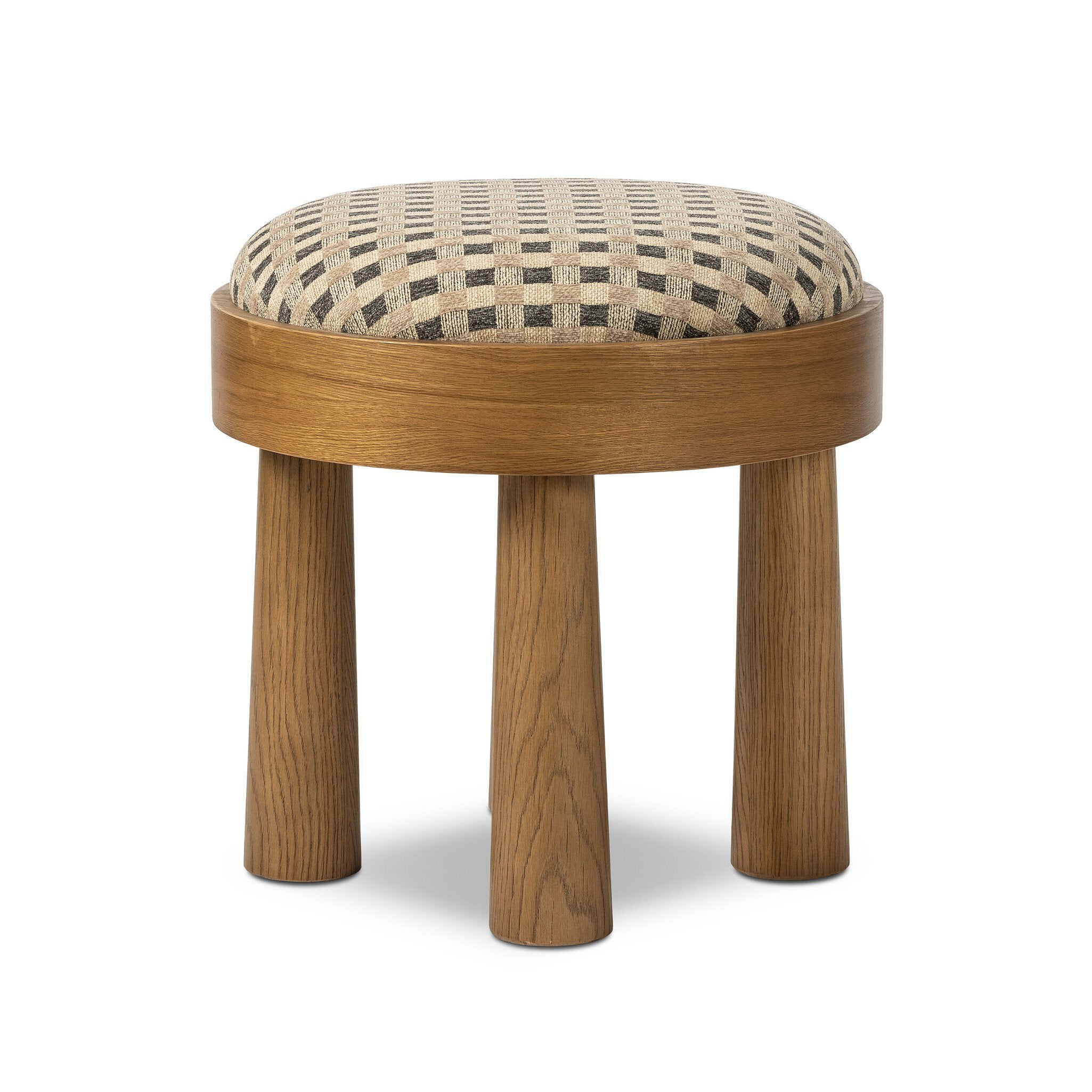 Four Hands Louise Accent Stool — Firefinch Fawn-Warm Oak Veneer