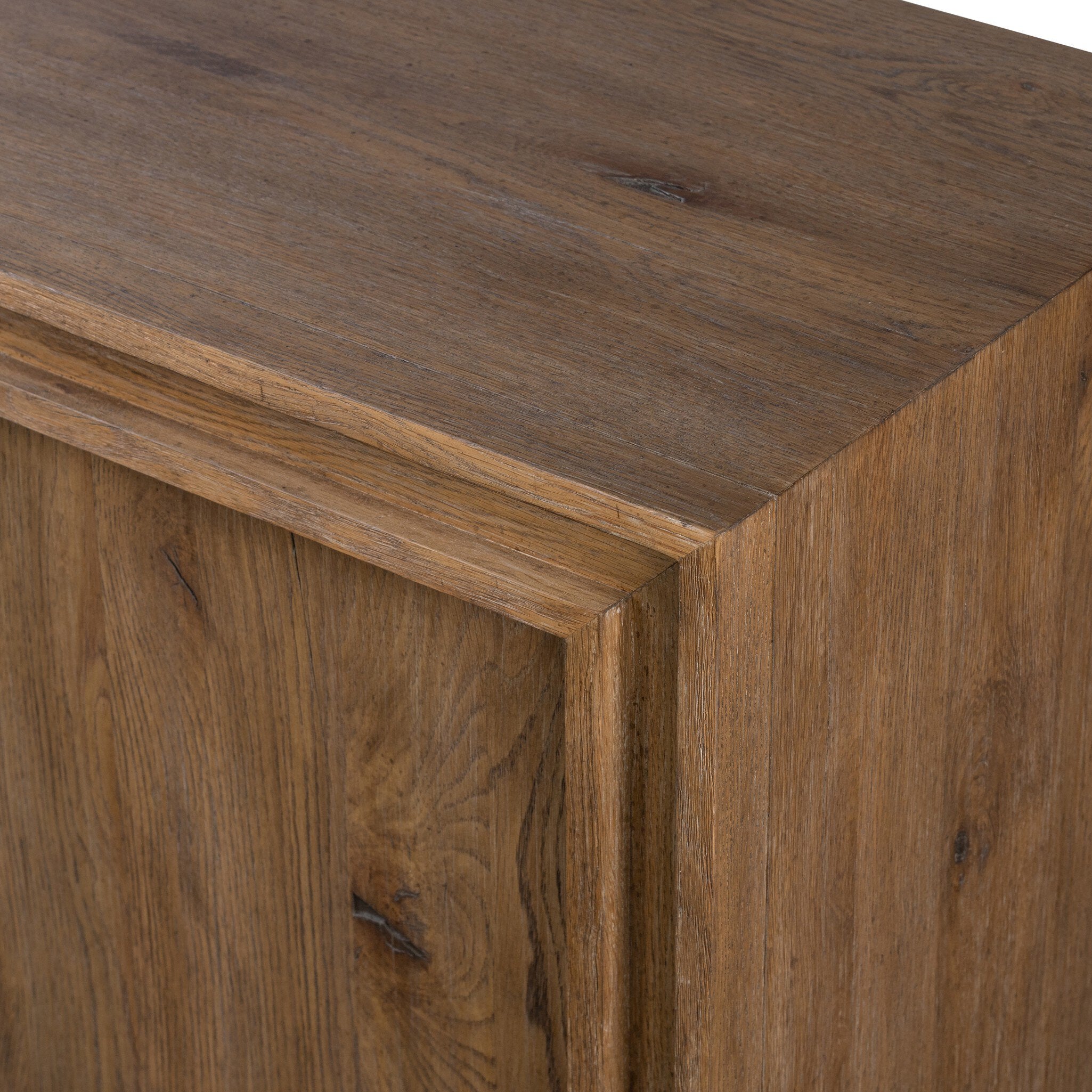 Four Hands Chalmers Media Console — Weathered Oak-Weathered Oak Veneer