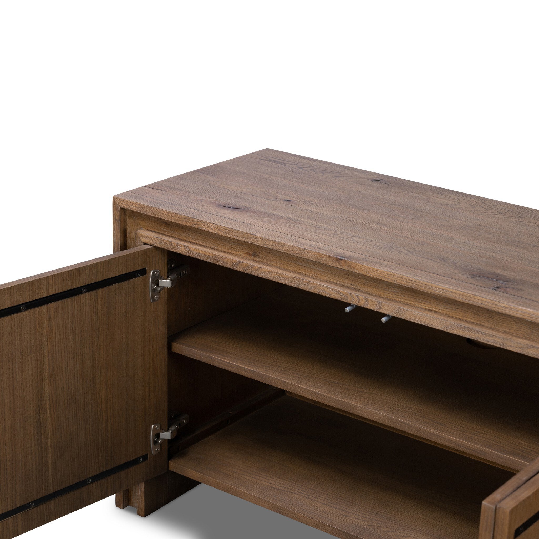 Four Hands Chalmers Media Console — Weathered Oak-Weathered Oak Veneer