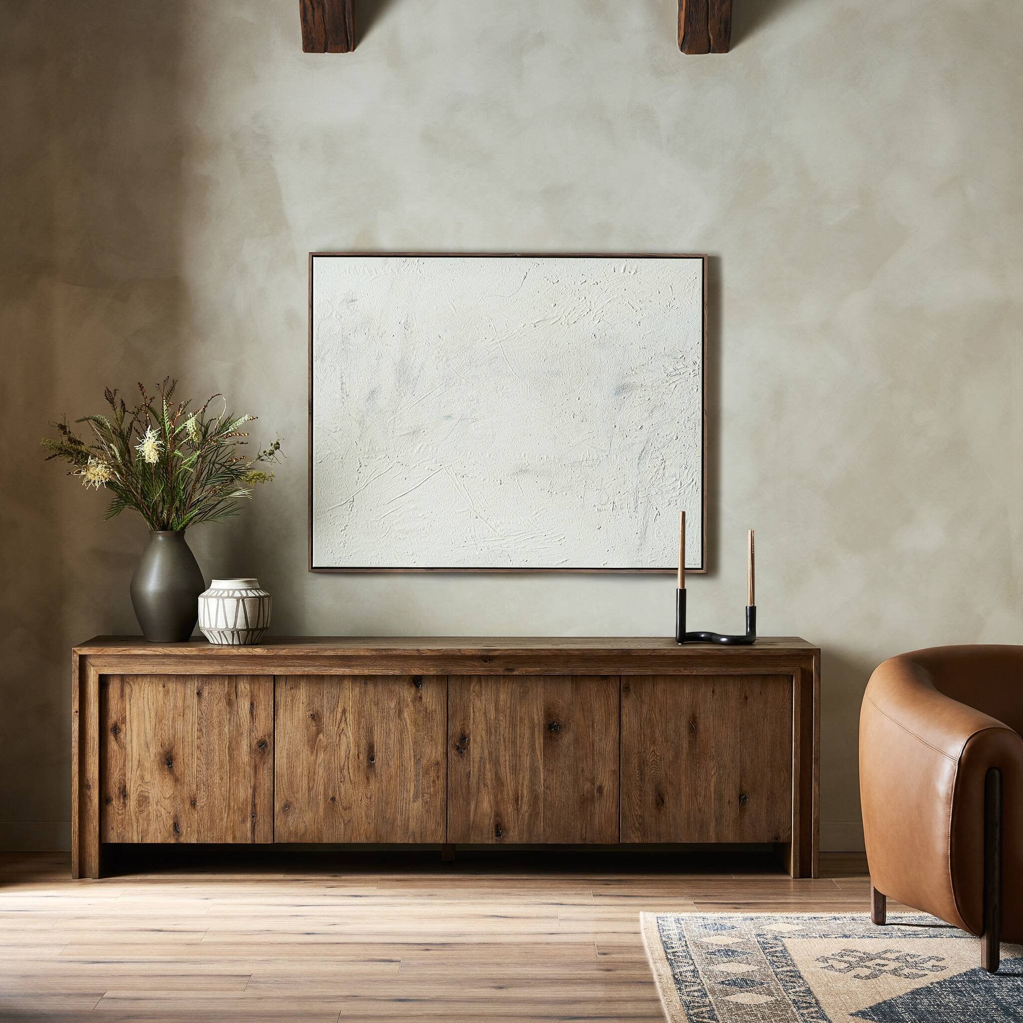 Four Hands Chalmers Media Console — Weathered Oak-Weathered Oak Veneer
