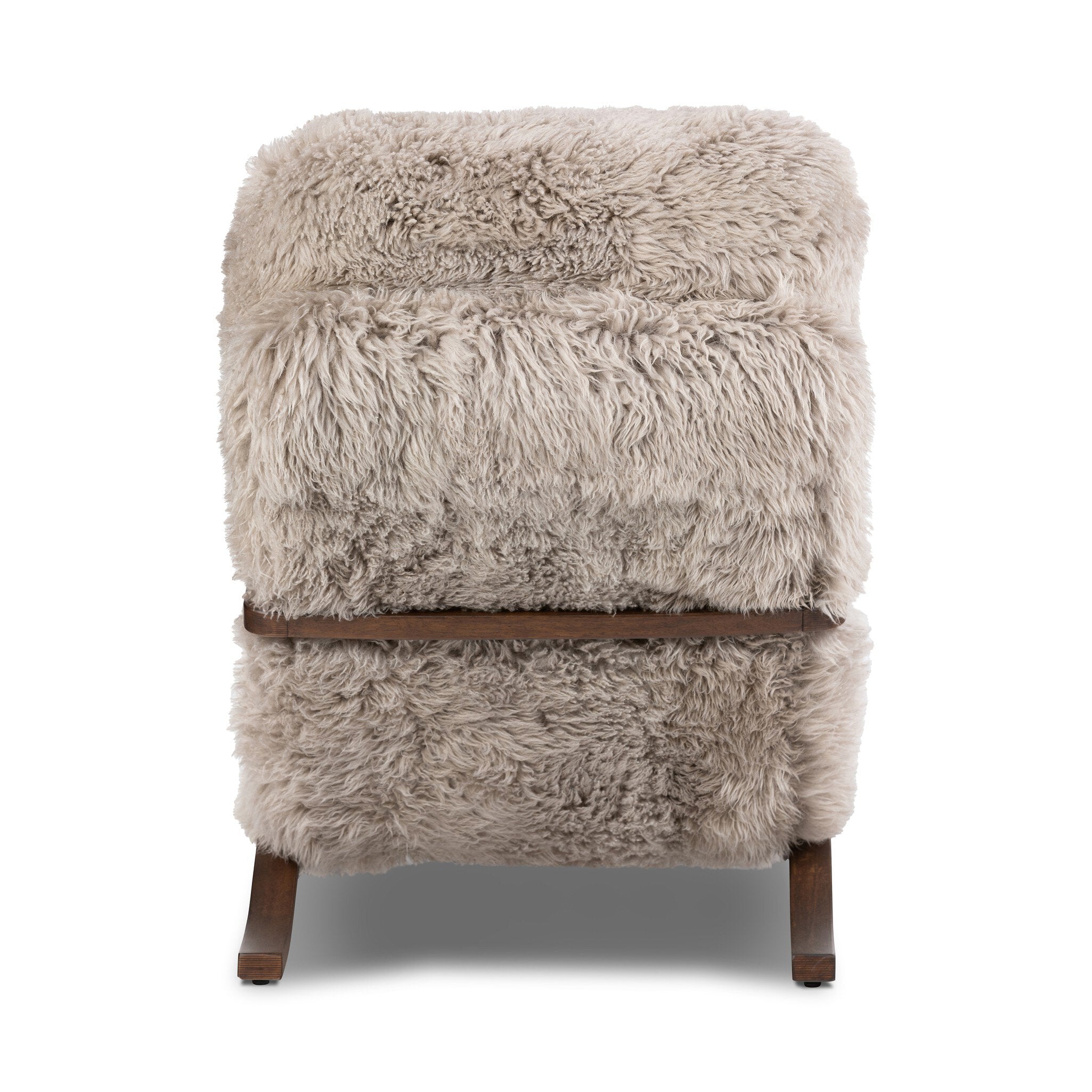 Four Hands Tobin Chair — Taupe Mongolian Fur-Terra Brown Parawood Veneer