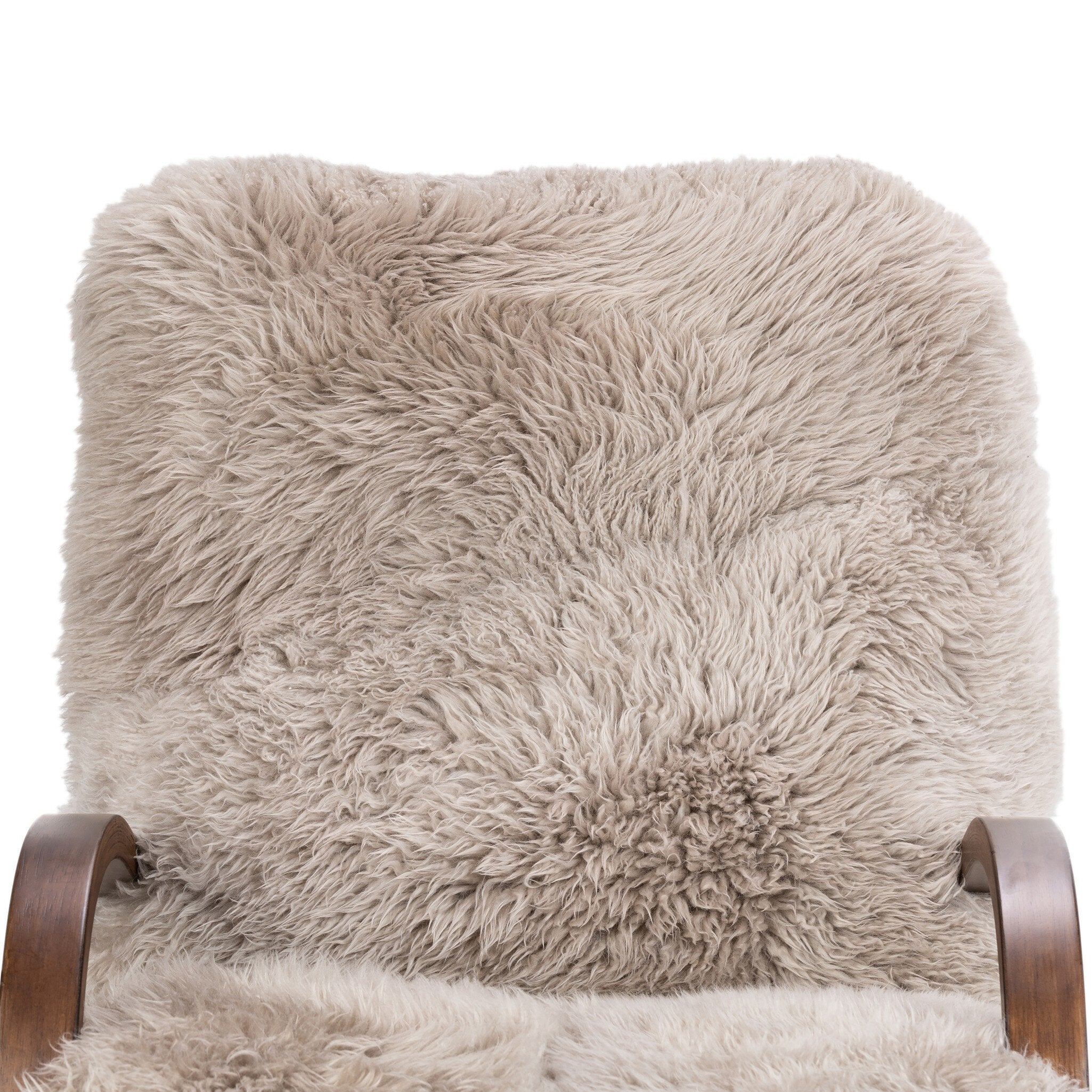 Four Hands Tobin Chair — Taupe Mongolian Fur-Terra Brown Parawood Veneer