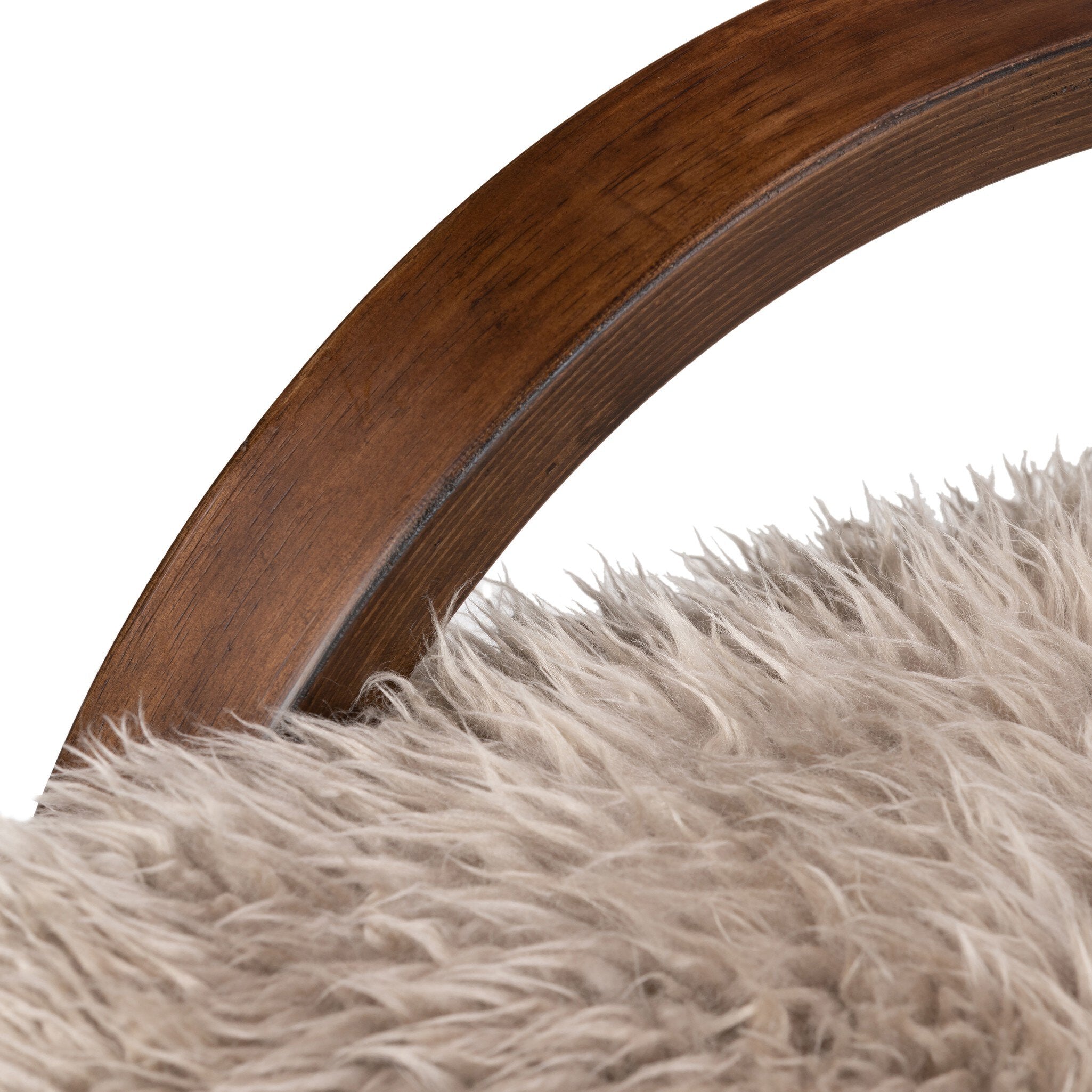 Four Hands Tobin Chair — Taupe Mongolian Fur-Terra Brown Parawood Veneer