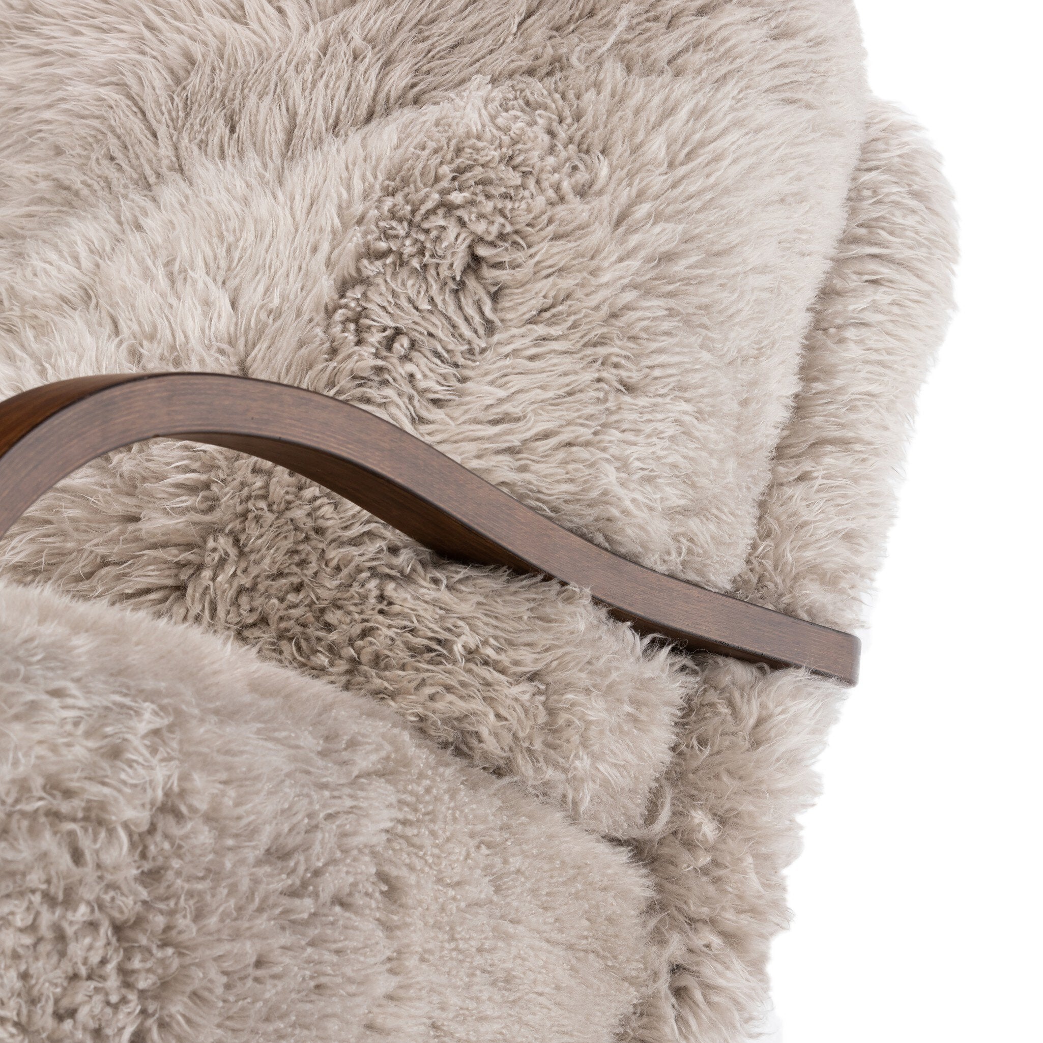 Four Hands Tobin Chair — Taupe Mongolian Fur-Terra Brown Parawood Veneer