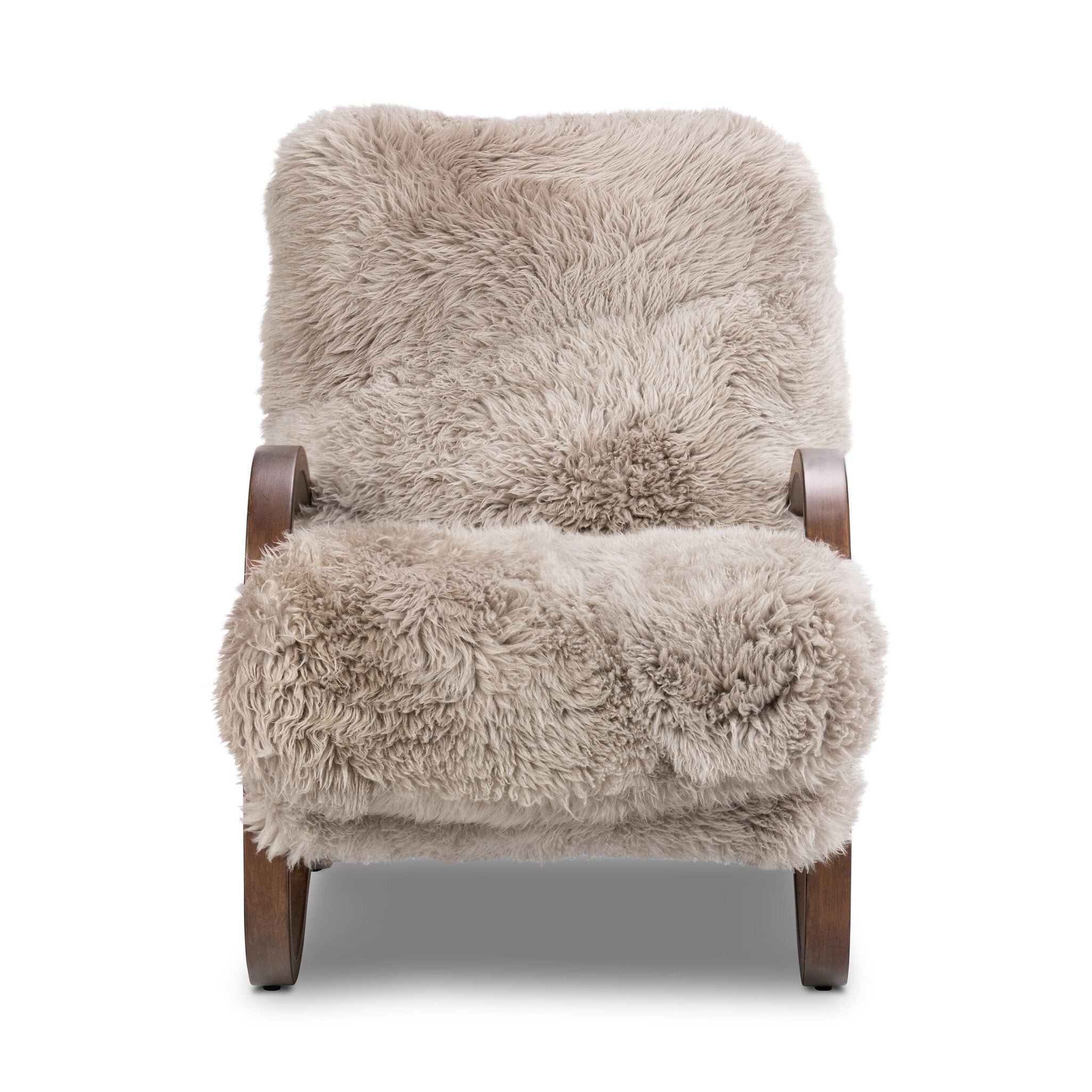 Four Hands Tobin Chair — Taupe Mongolian Fur-Terra Brown Parawood Veneer