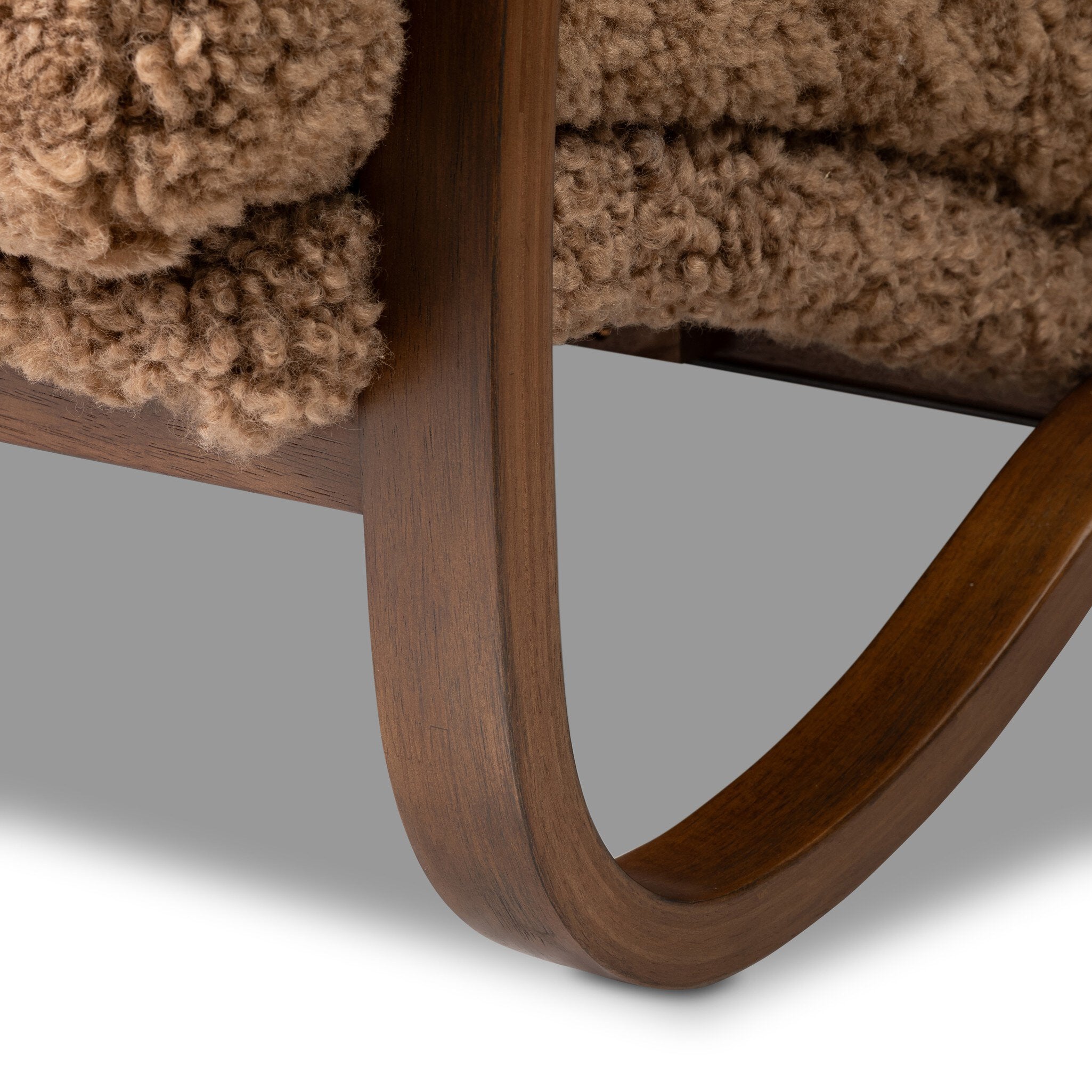 Four Hands Tobin Chair — Amber Shearling-Terra Brown Parawood