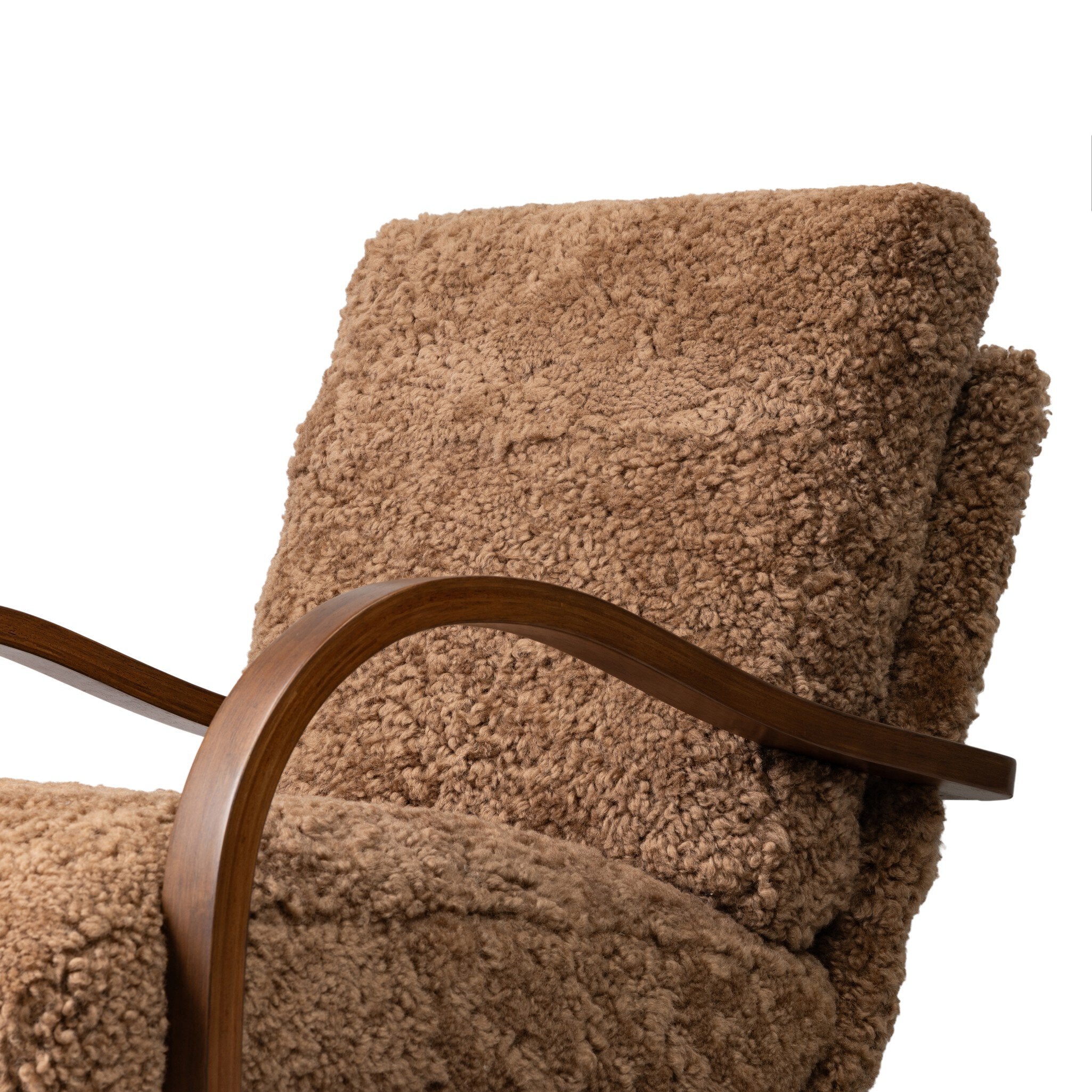 Four Hands Tobin Chair — Amber Shearling-Terra Brown Parawood