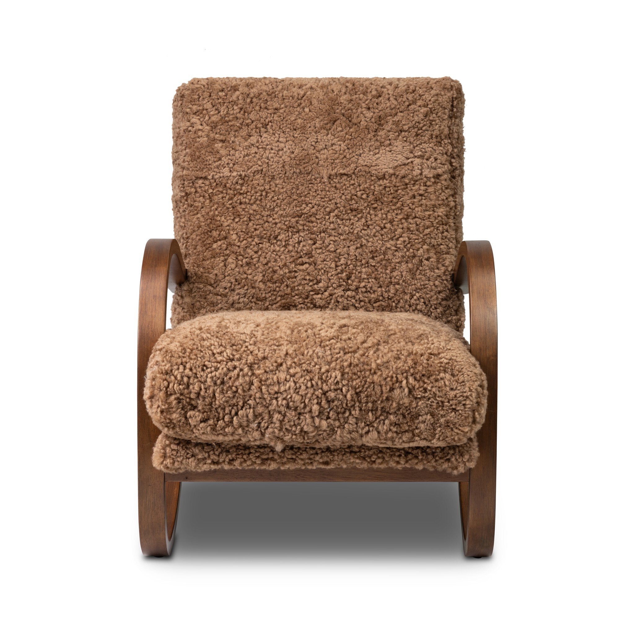 Four Hands Tobin Chair — Amber Shearling-Terra Brown Parawood