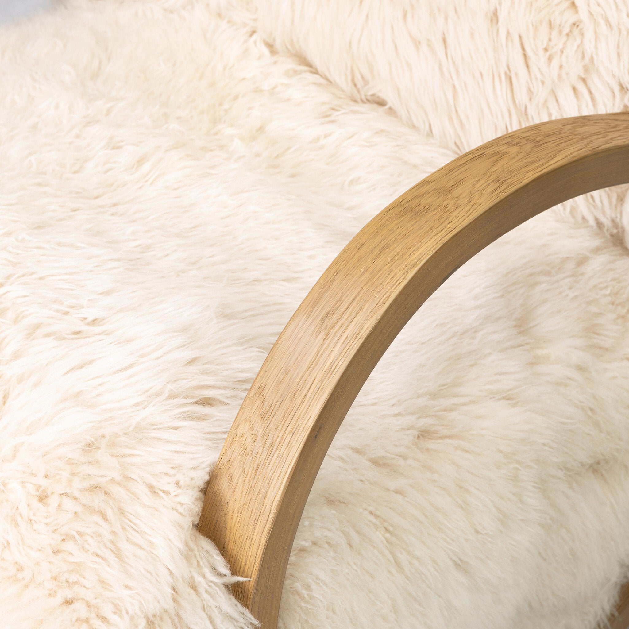 Four Hands Tobin Chair — Champagne Mongolian Fur-Aged Smoked Oak