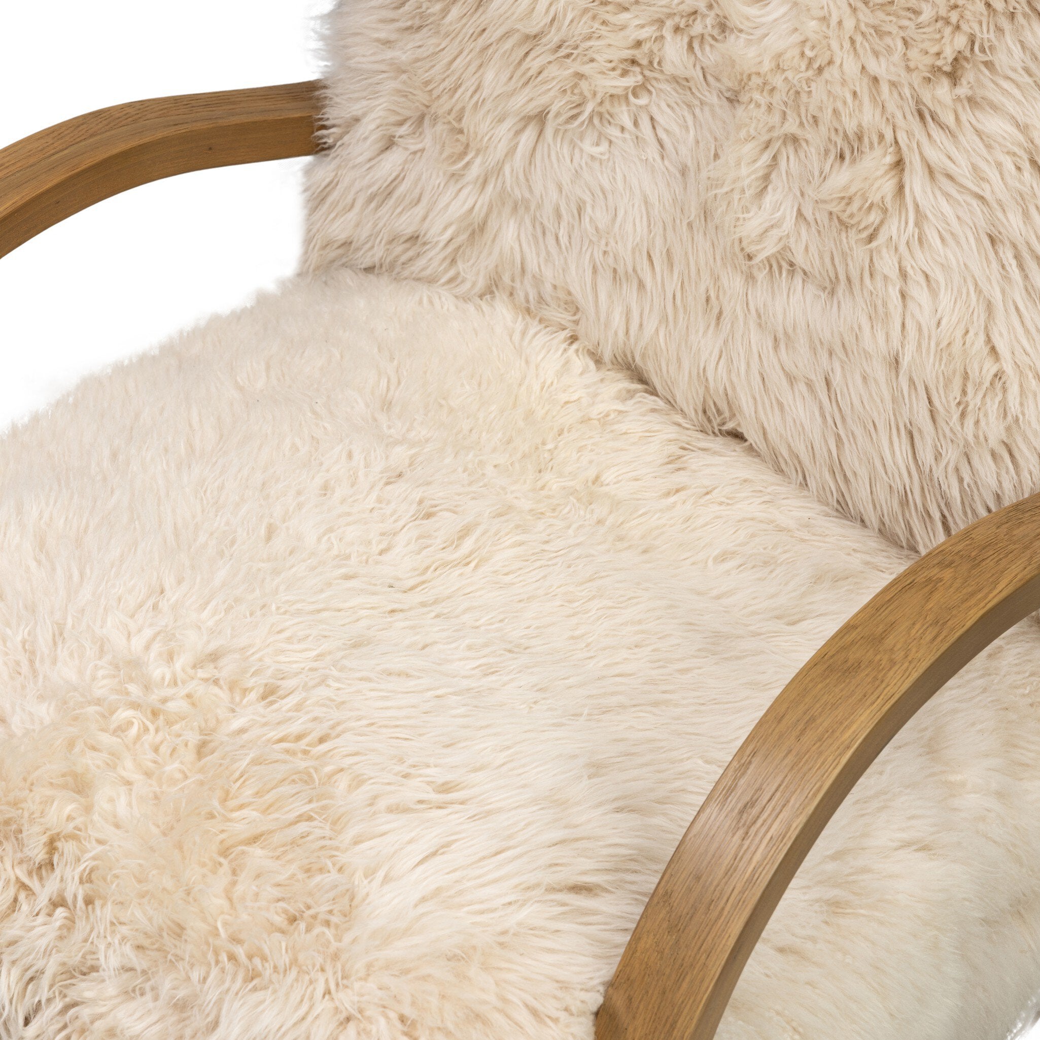 Four Hands Tobin Chair — Champagne Mongolian Fur-Aged Smoked Oak