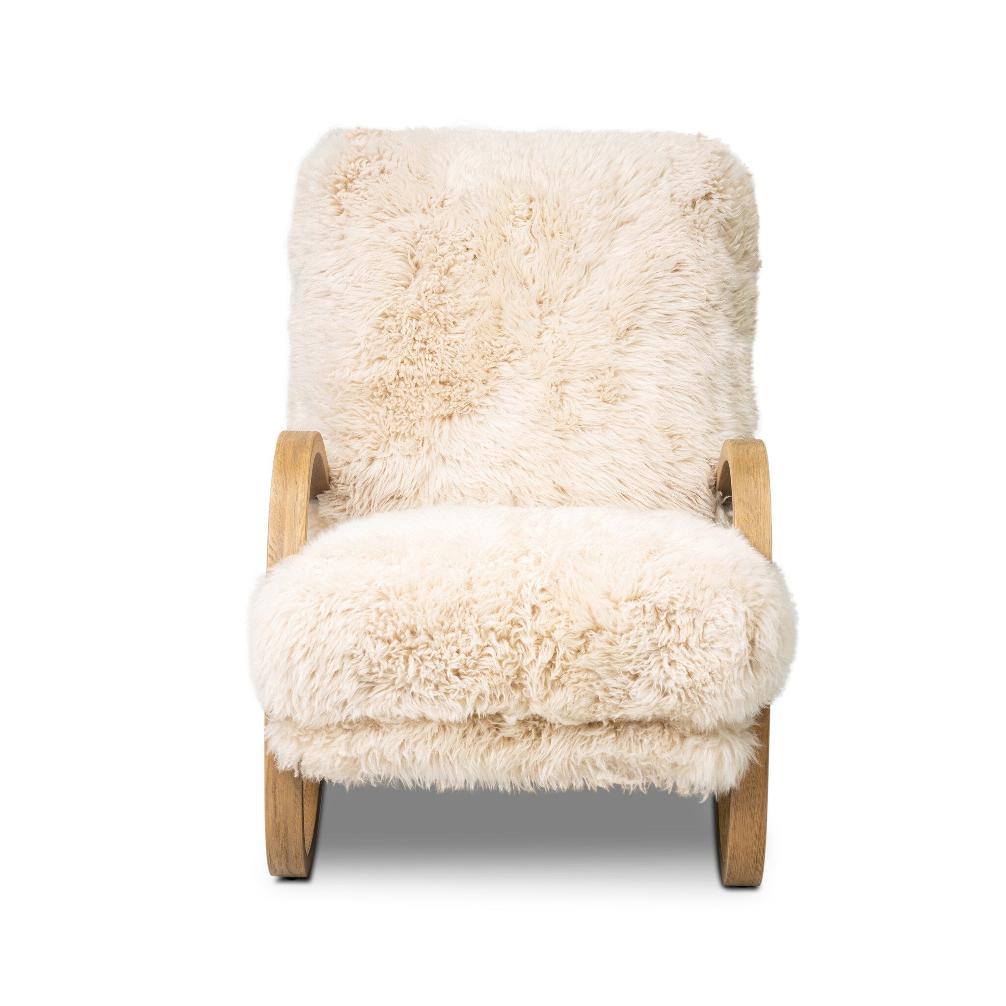 Four Hands Tobin Chair — Champagne Mongolian Fur-Aged Smoked Oak