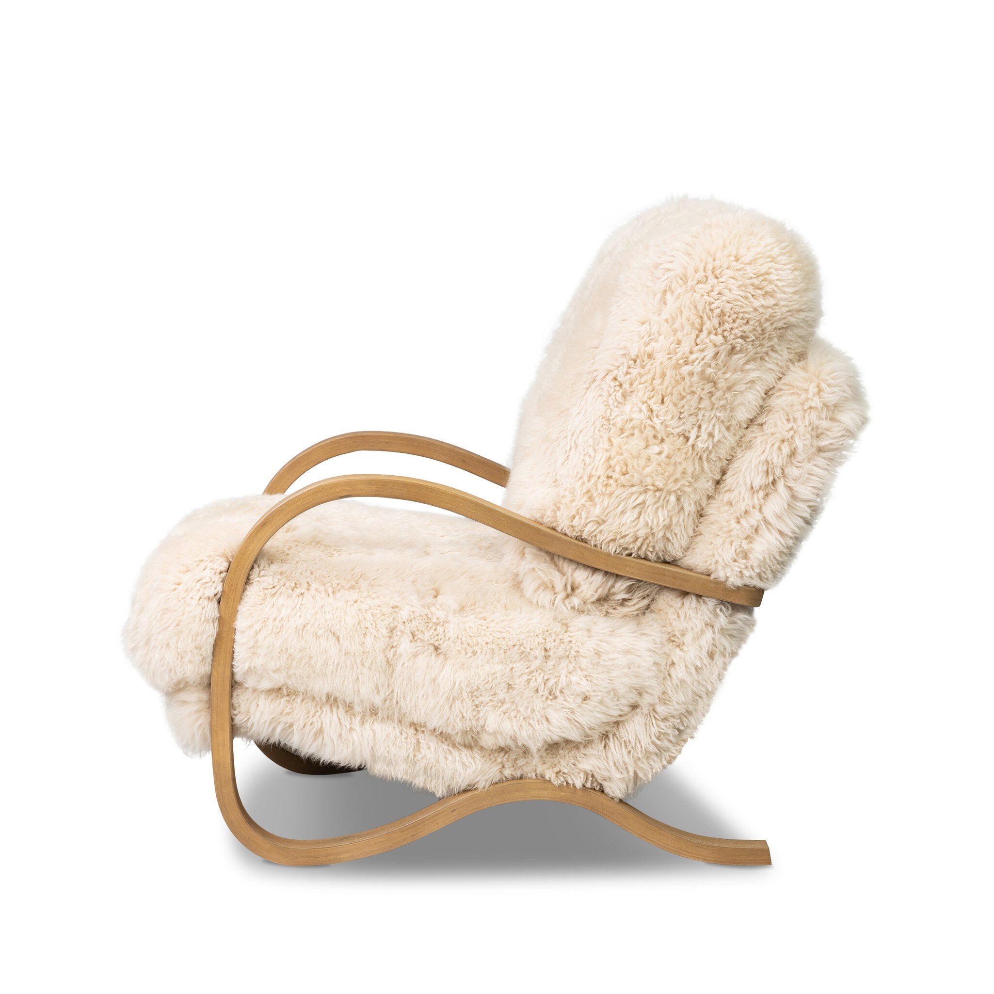 Four Hands Tobin Chair — Champagne Mongolian Fur-Aged Smoked Oak