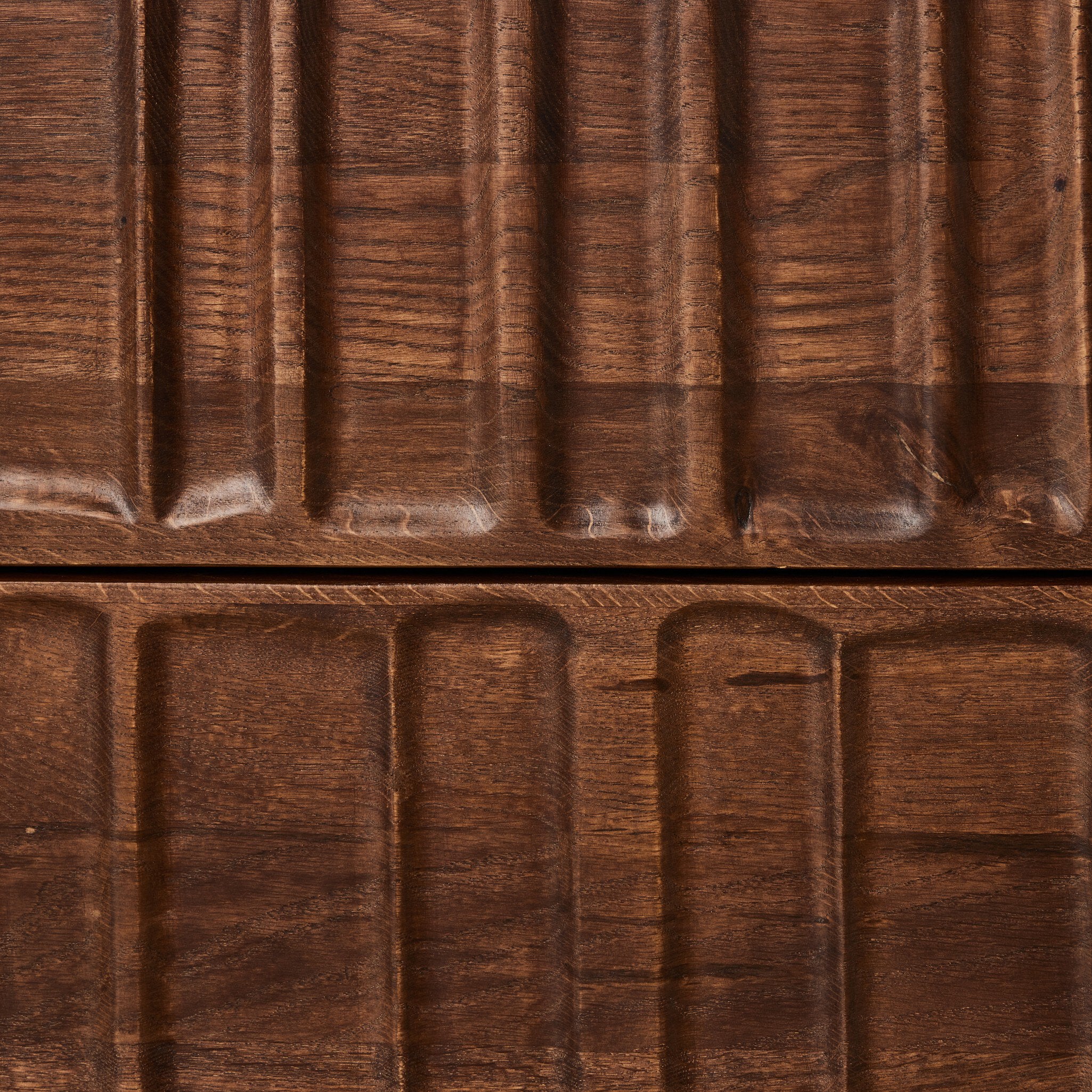 Four Hands Ezri Nightstand — Cocoa Oak-Carved Cocoa Oak