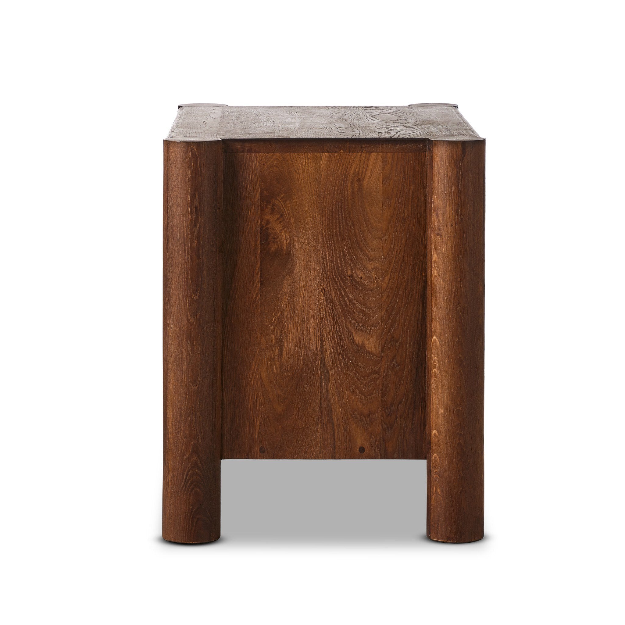 Four Hands Ezri Nightstand — Cocoa Oak-Carved Cocoa Oak